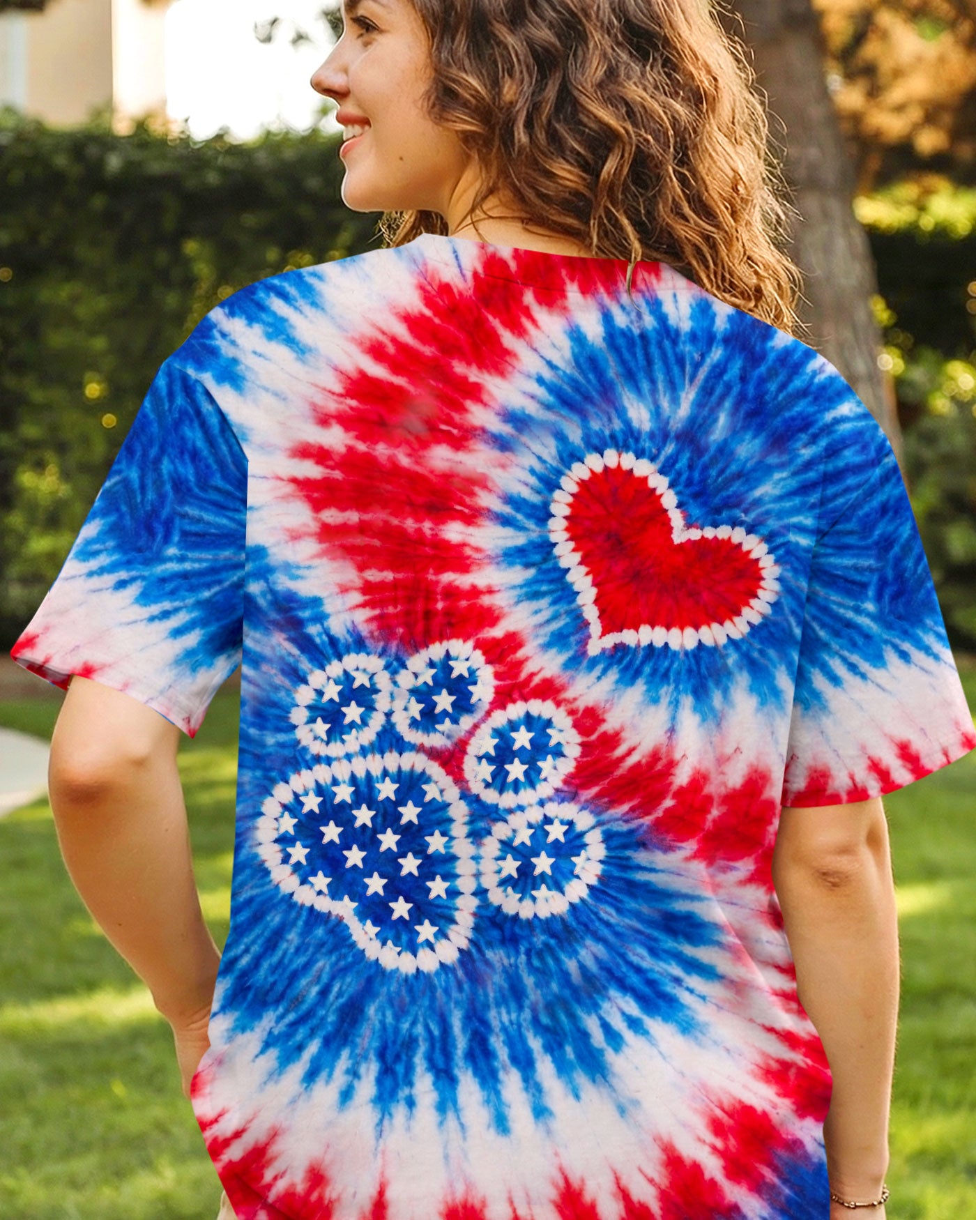 PAW HEART RED WHITE & BLUE SWIRL ALL OVER PRINT - TLHN0104261