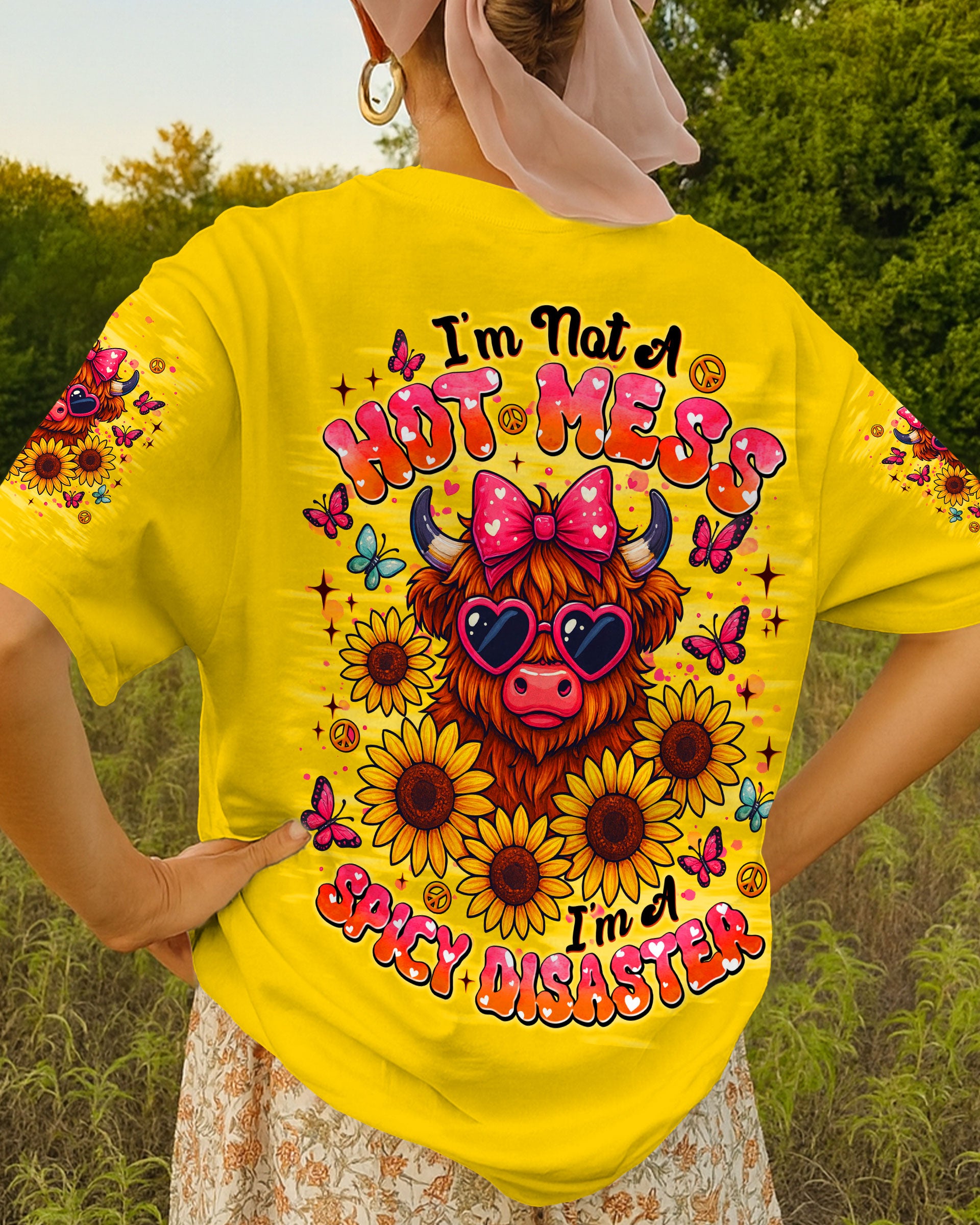 I'M NOT A HOT MESS COW SUNFLOWER ALL OVER PRINT - TLNT1010251