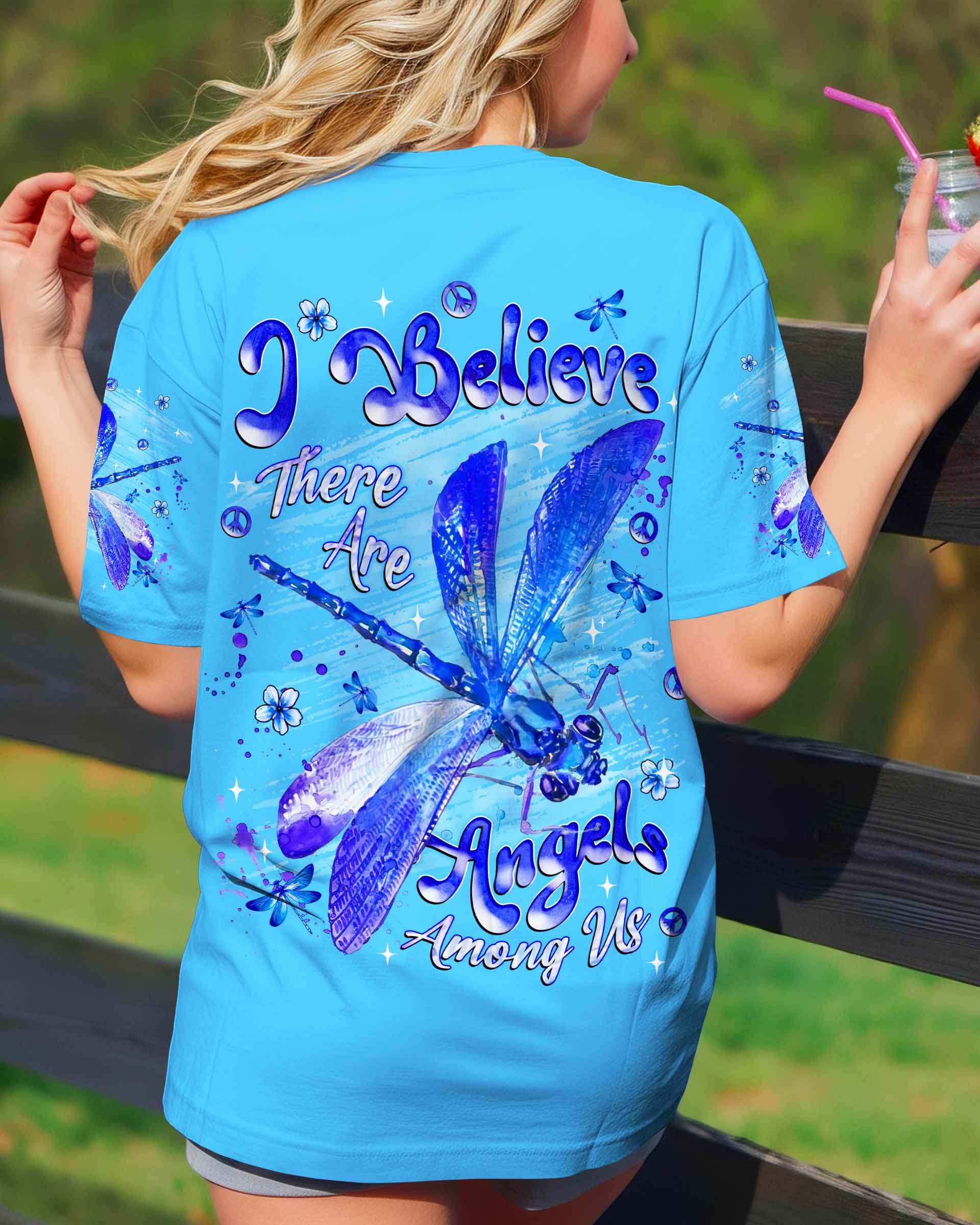 I BELIEVE THERE ARE ANGELS AMONG US DRAGONFLY ALL OVER PRINT - TLNT1511252