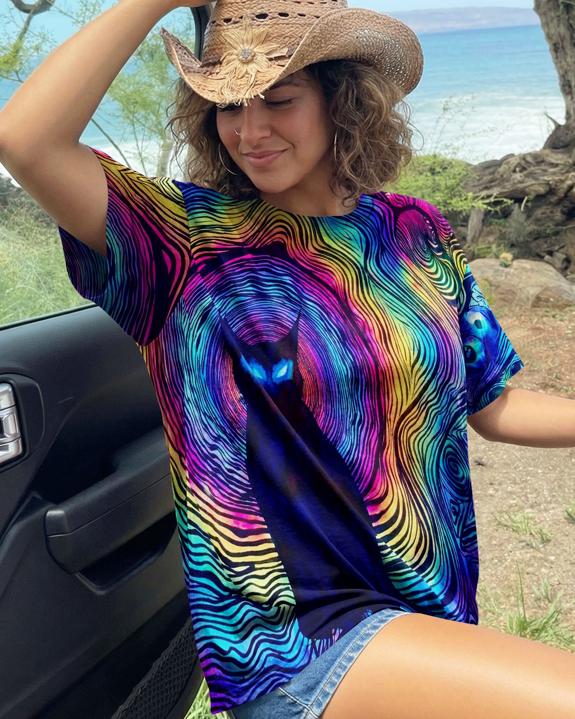PSYCHEDELIC BLACK CAT ALL OVER PRINT - TLNT2803261