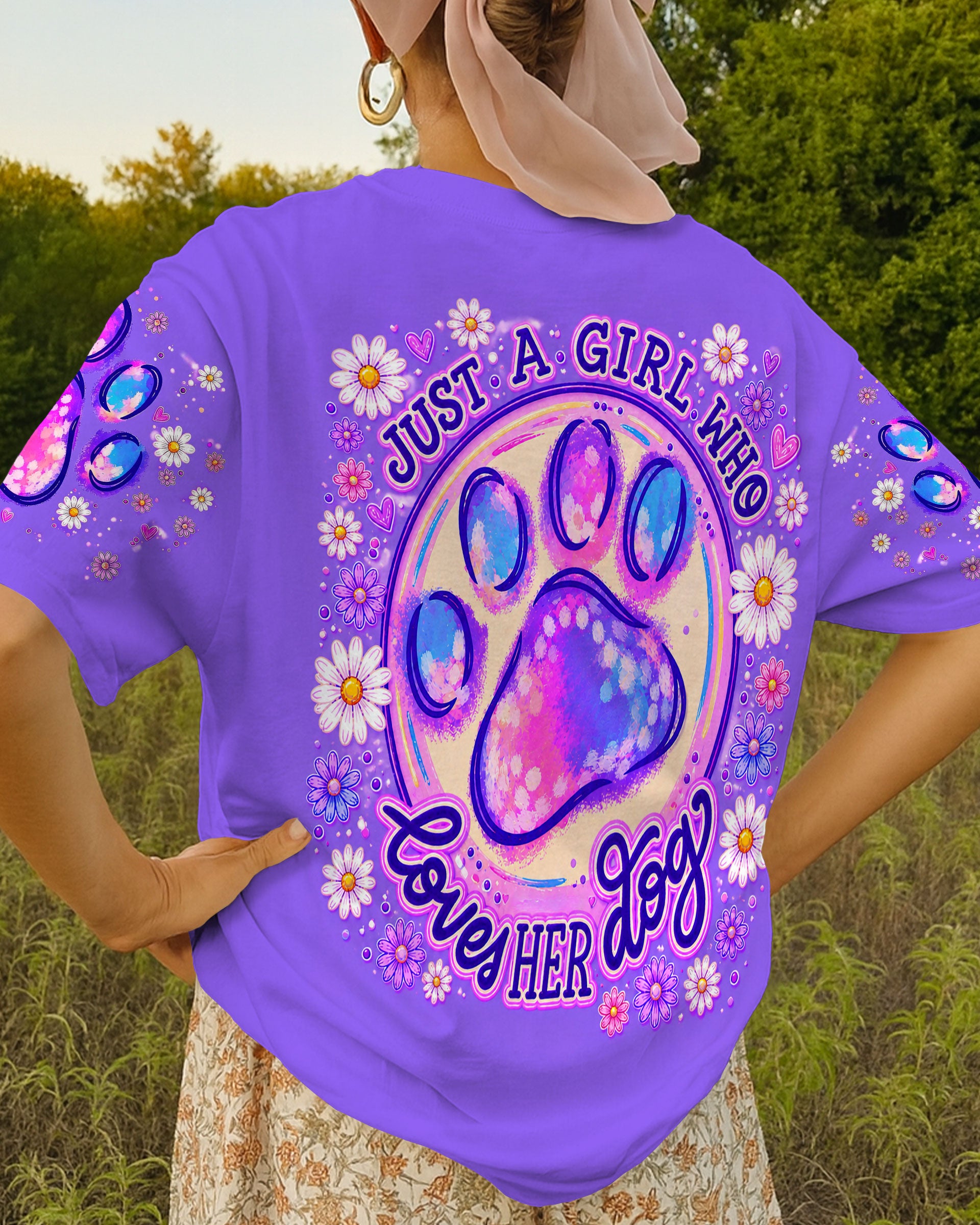 JUST A GIRL WHO LOVES HER DOG PAW ALL OVER PRINT  - TLNT0405264
