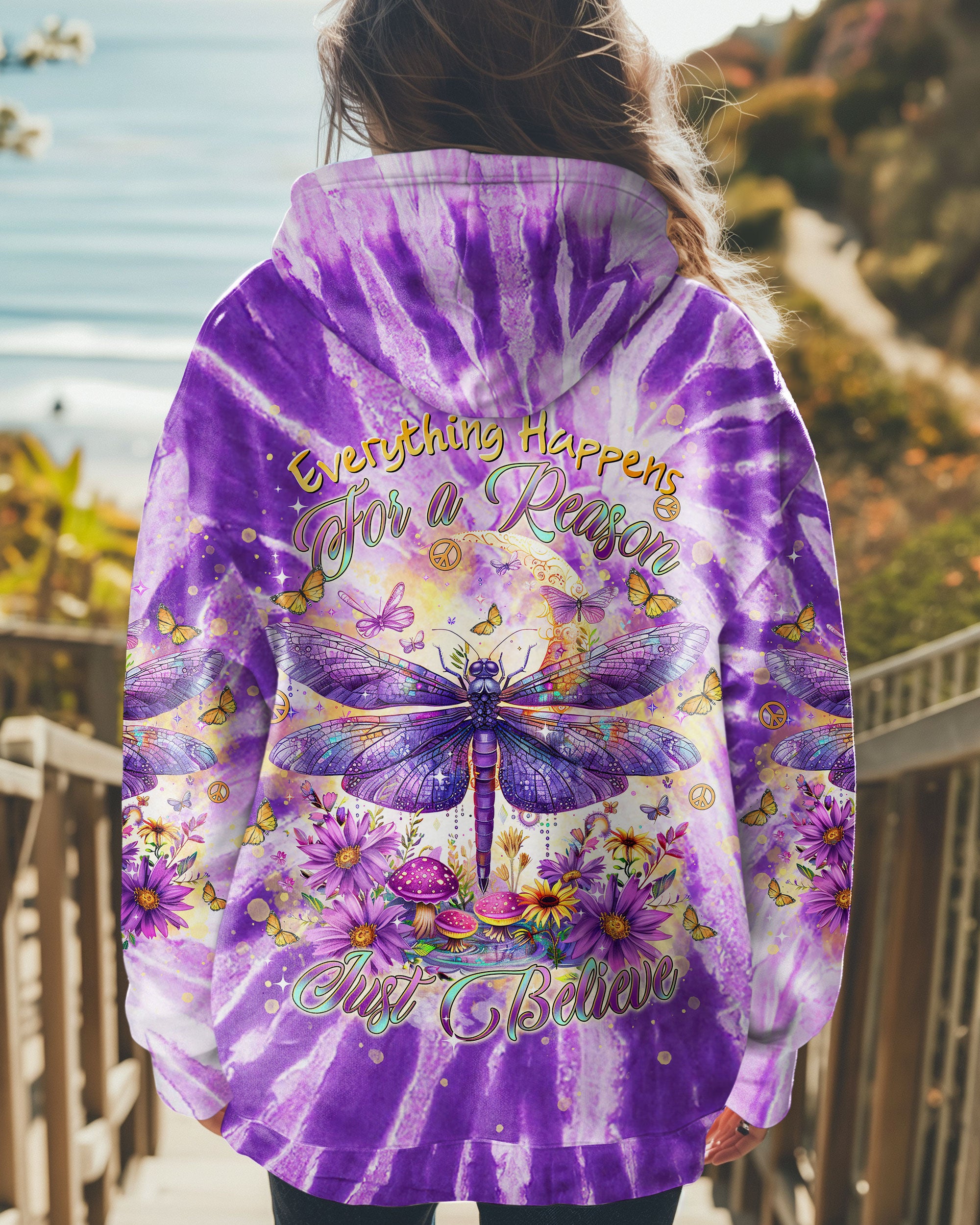 JUST BELIEVE DRAGONFLY TIE DYE ALL OVER PRINT - TLTR1701254
