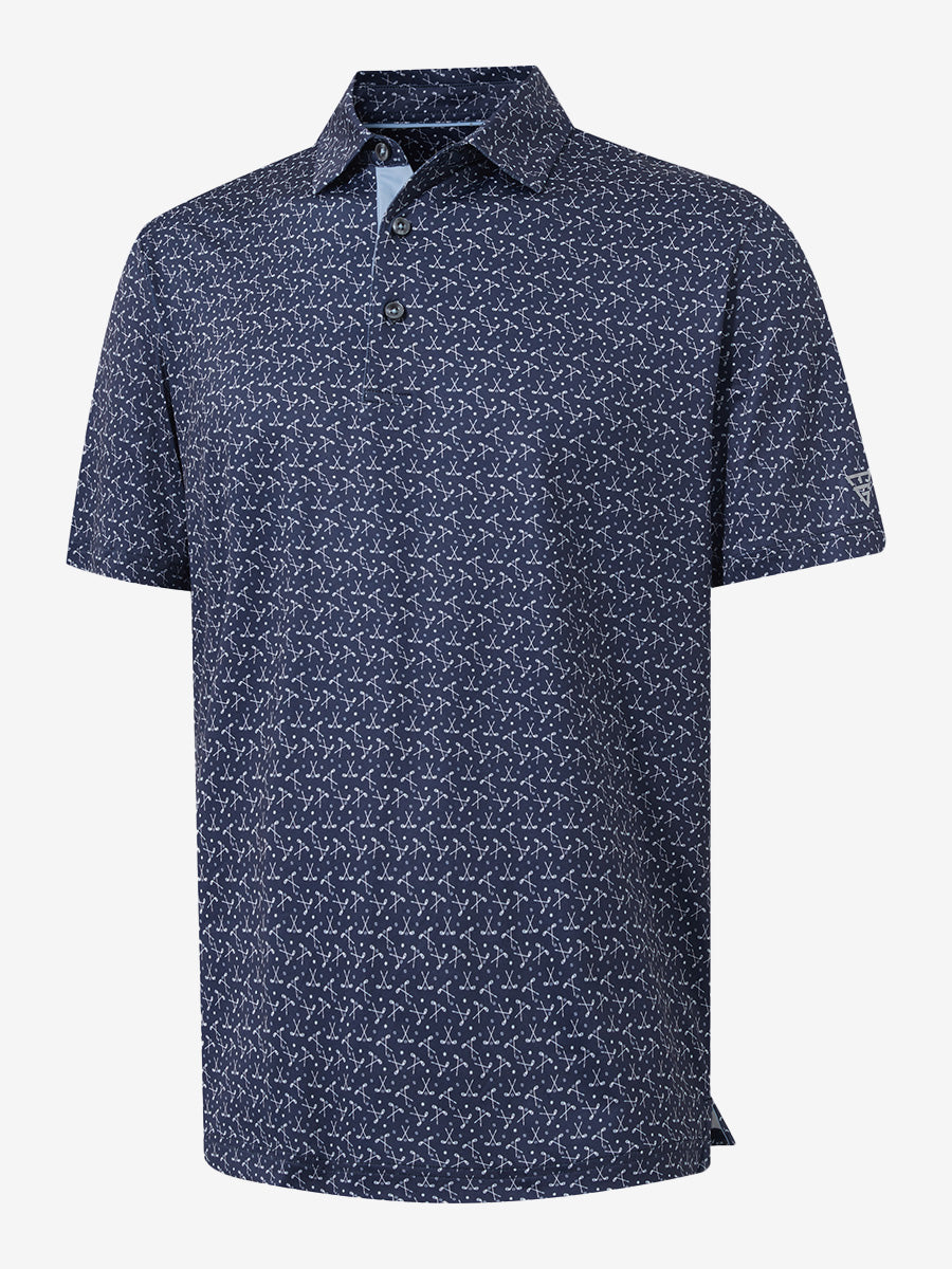 Swing in Style: 4-Way Stretch Performance Printed Golf Polo