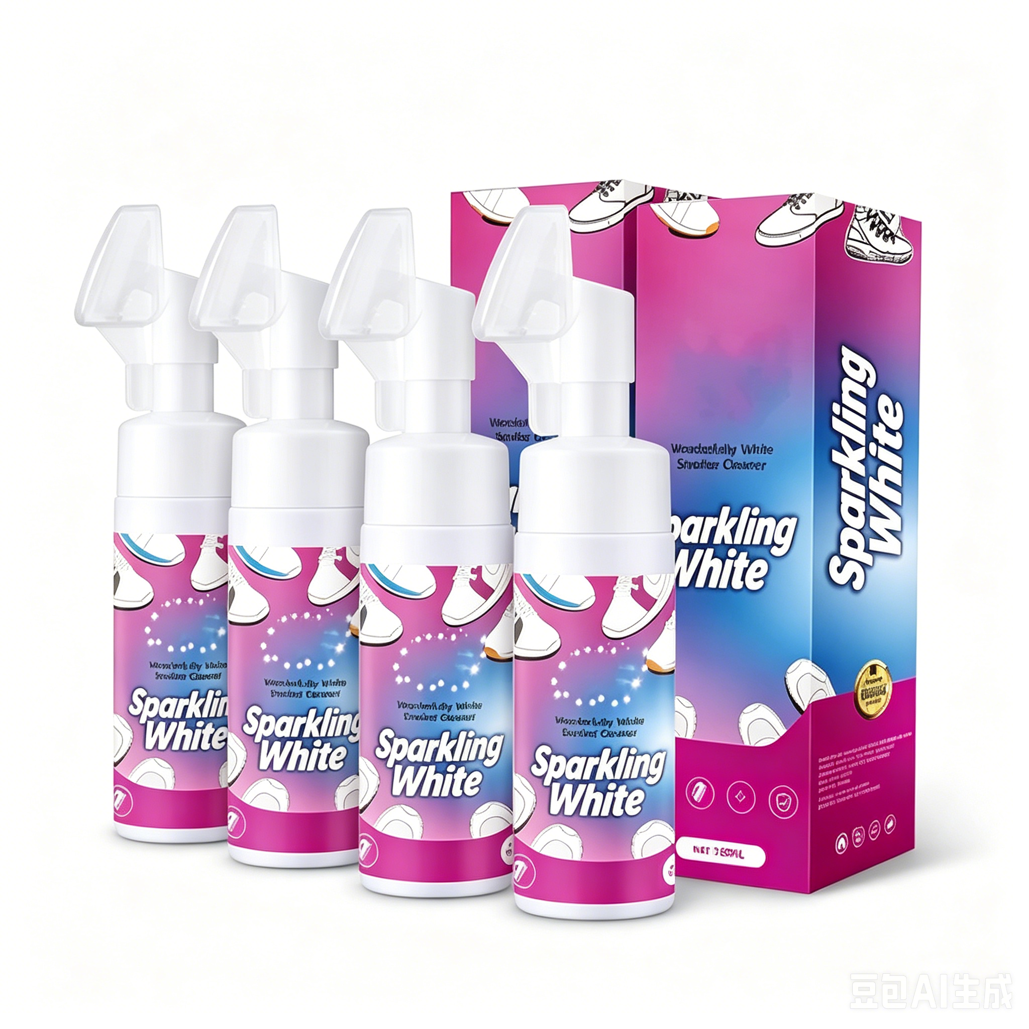 Waterless Foam White Shoe Cleaner with Brush