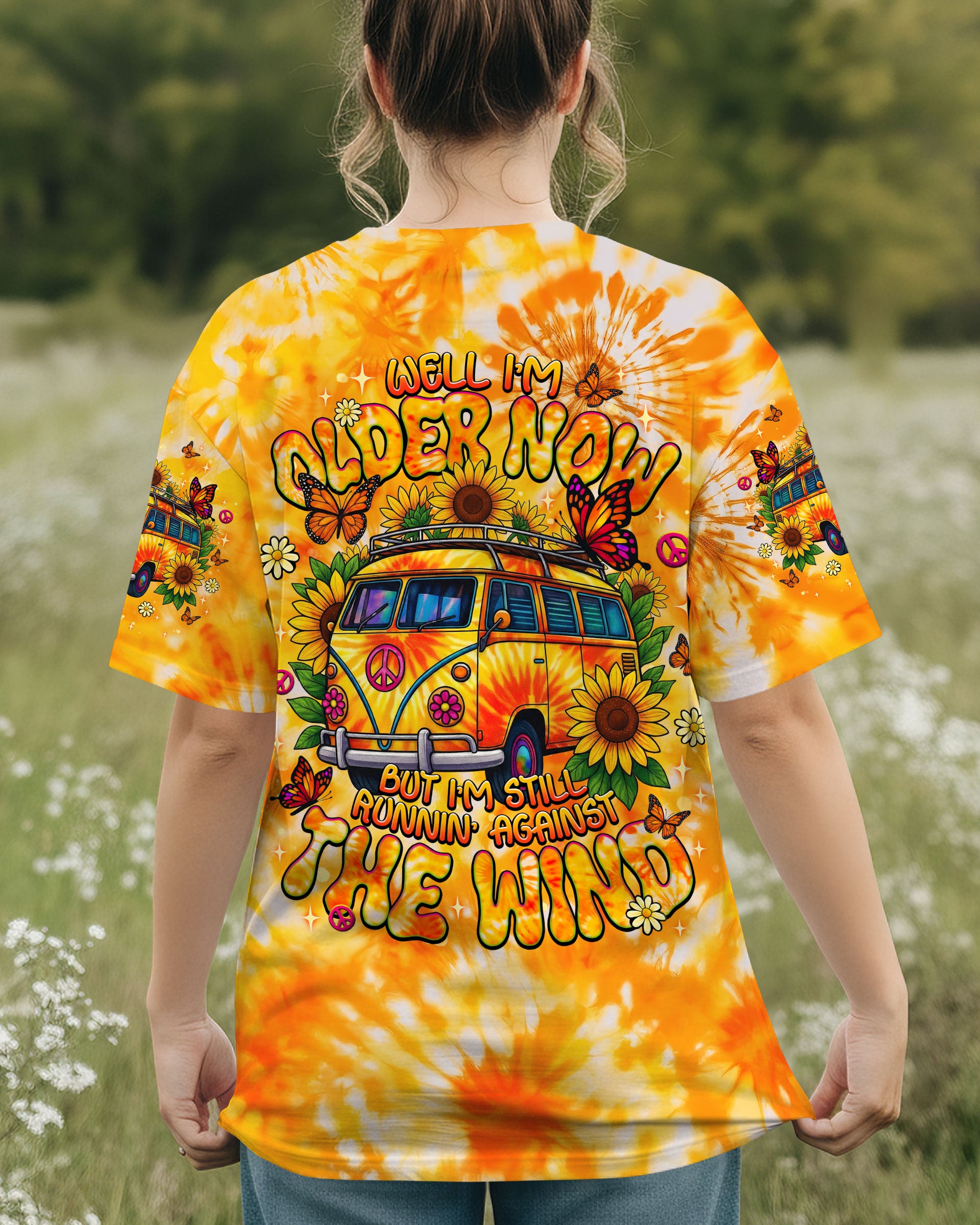 RUNNING AGAINST THE WIND BUS SUNFLOWER TIE DYE ALL OVER PRINT - TLNT1311252
