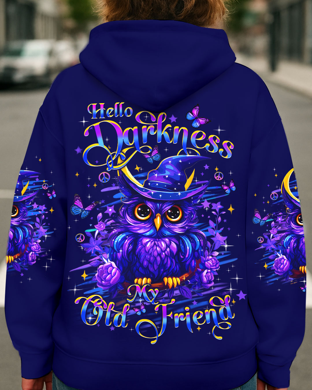 HELLO DARKNESS MY OLD FRIEND OWL WITCH HALLOWEEN ALL OVER PRINT - YHHN1809252