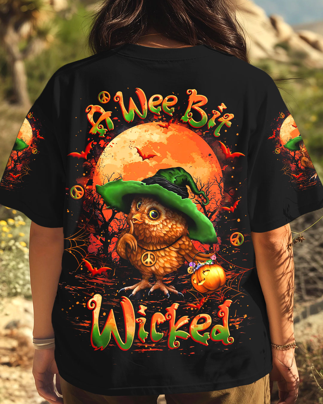 A WEE BIT WICKED HALLOWEEN OWL ALL OVER PRINT - YHLT1809252