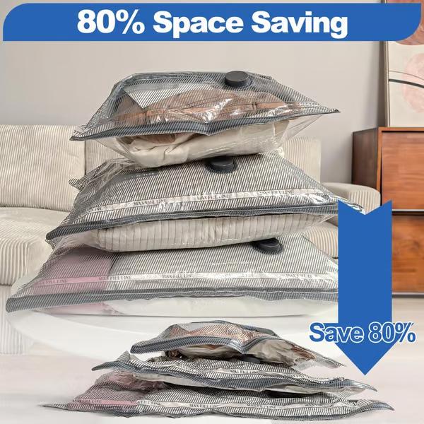 ⚡Pack of 6 Compression Bags for USB Electric Vacuum Cleaner – Space-Saving Storage, Airtight Seal, Reusable & Durable🌀