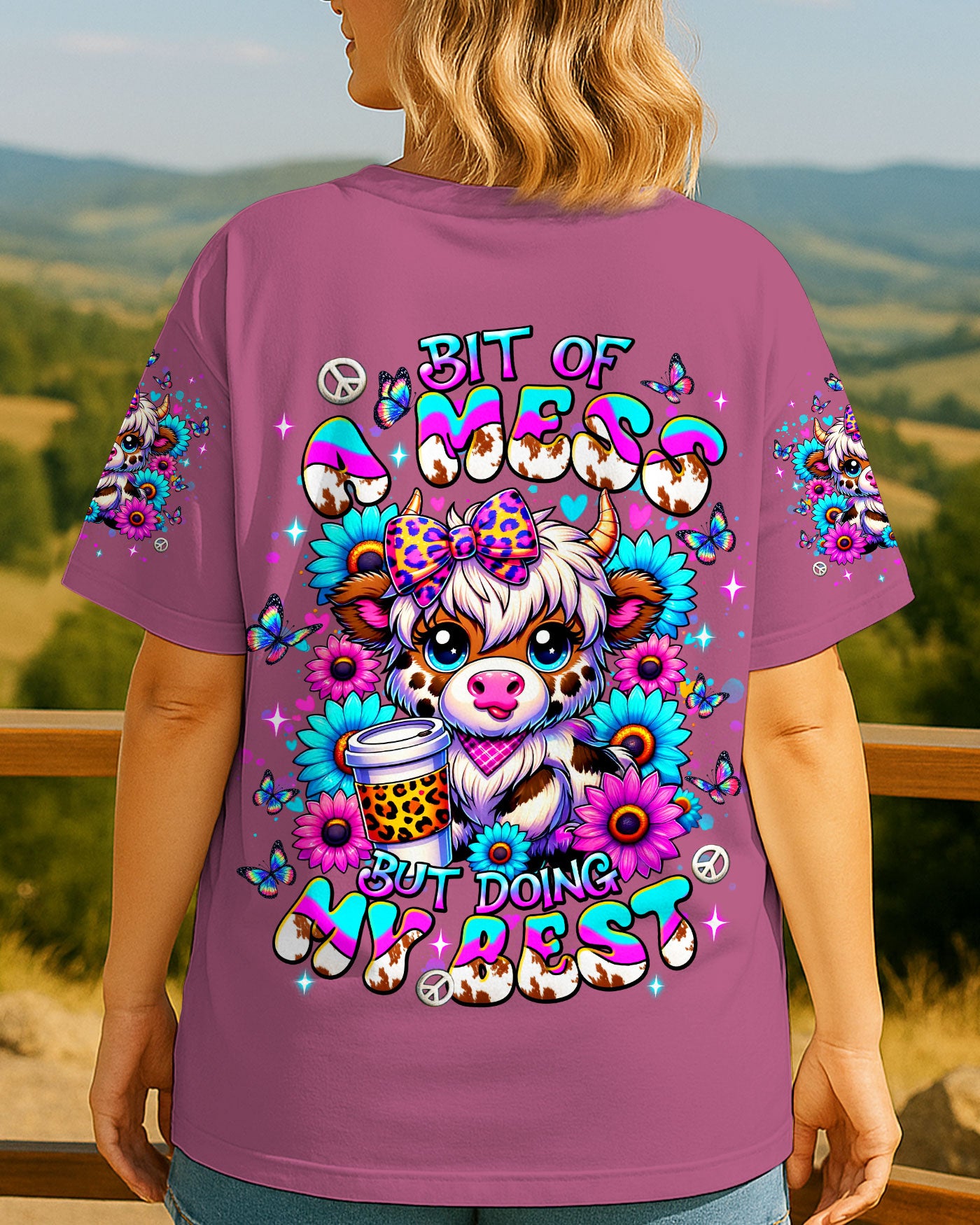 BIT OF A MESS COW ALL OVER PRINT  - TLNT2307253
