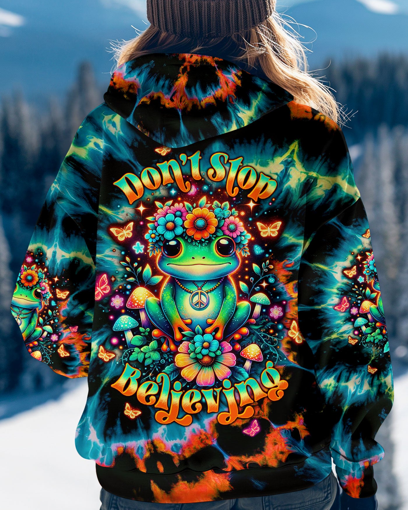 DON'T STOP BELIEVING FROG TIE DYE ALL OVER PRINT - TLTW1511244
