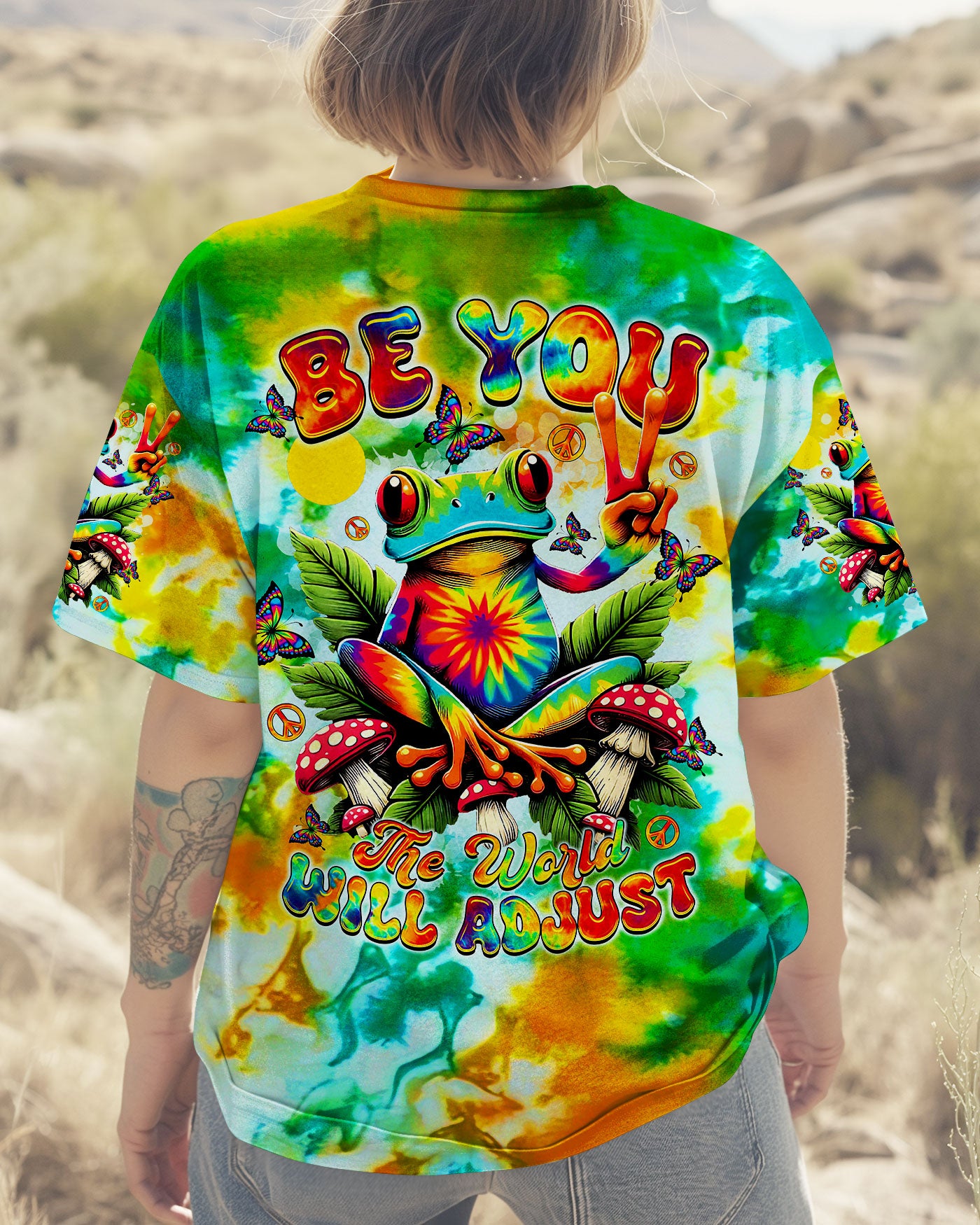 BE YOU THE WORLD WILL ADJUST FROG TIE DYE  ALL OVER PRINT  -  TLTR1803252