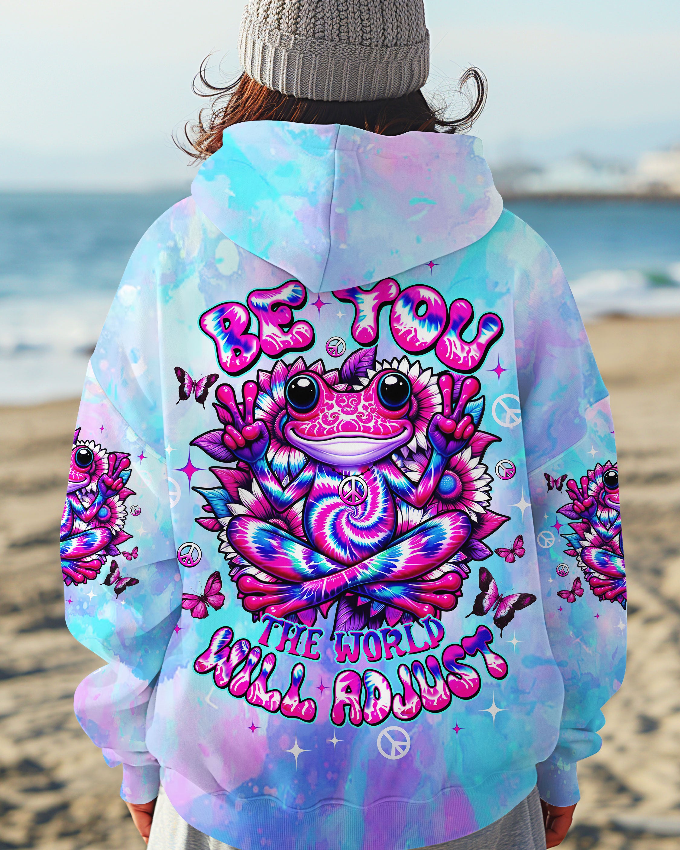 BE YOU THE WORLD WILL ADJUST FROG TIE DYE ALL OVER PRINT - TLTW3107252