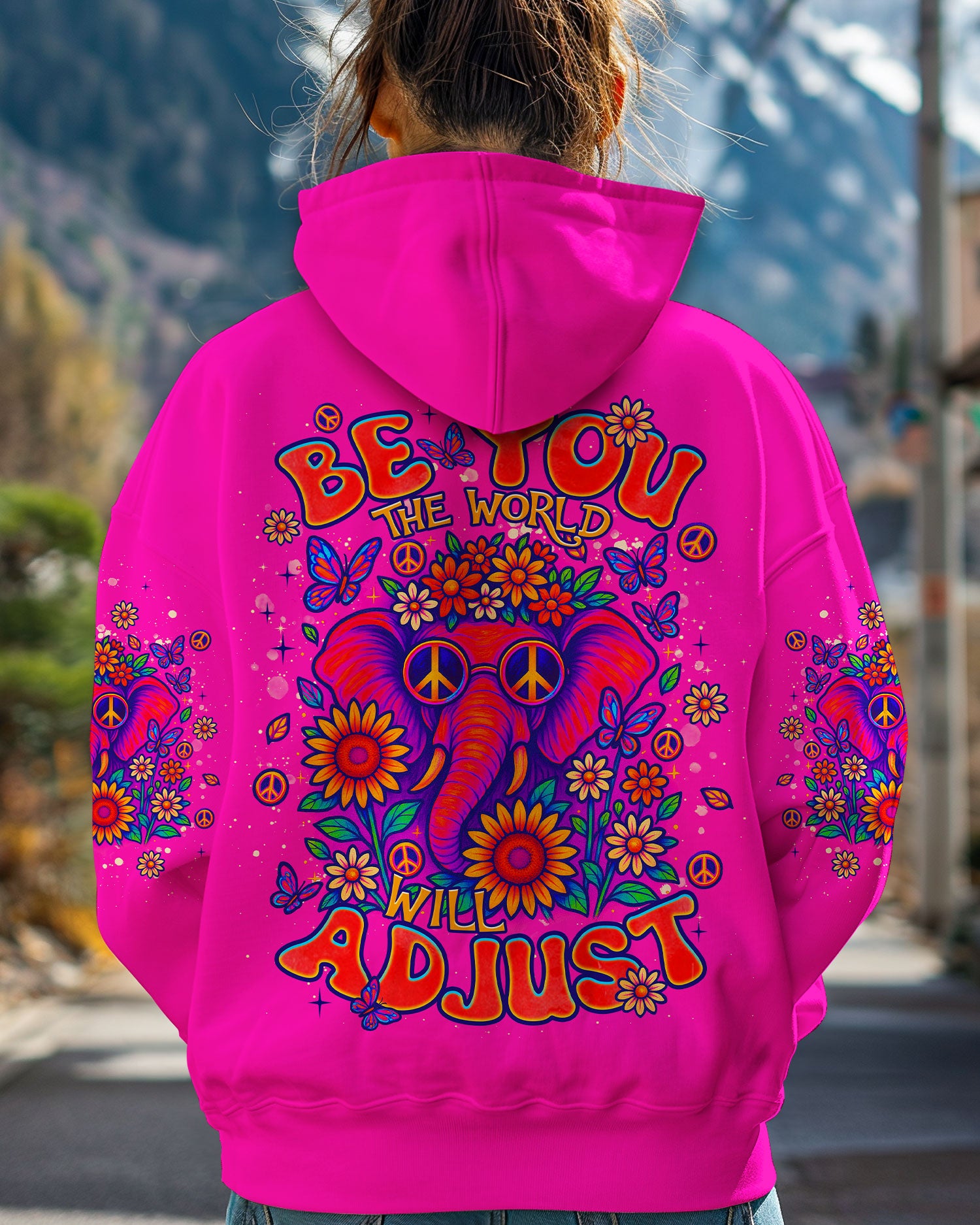 BE YOU THE WORLD WILL ADJUST ELEPHANT ALL OVER PRINT - TLNT0406253