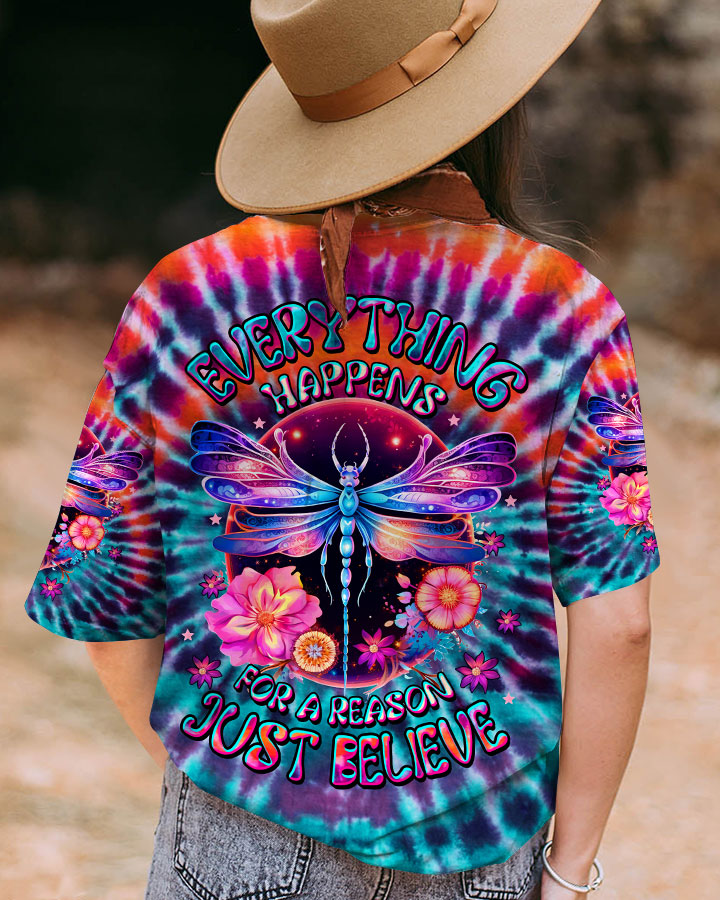 JUST BELIEVE DRAGONFLY TIE DYE ALL OVER PRINT - TLTW2807231