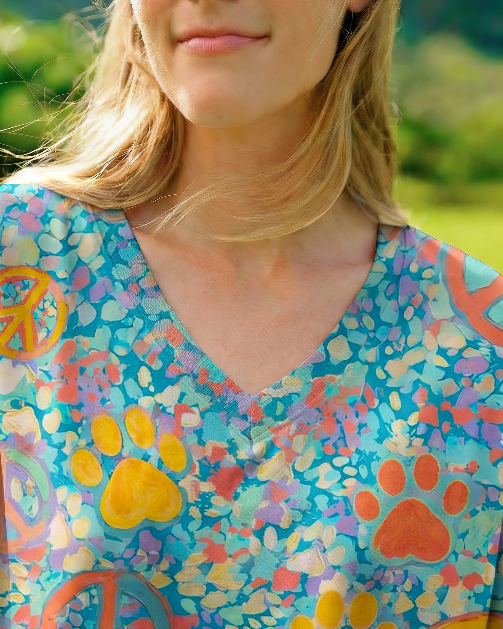 PEACE PAW PRINT PASTEL PATTERN ALL OVER PRINT - TLNO1203262