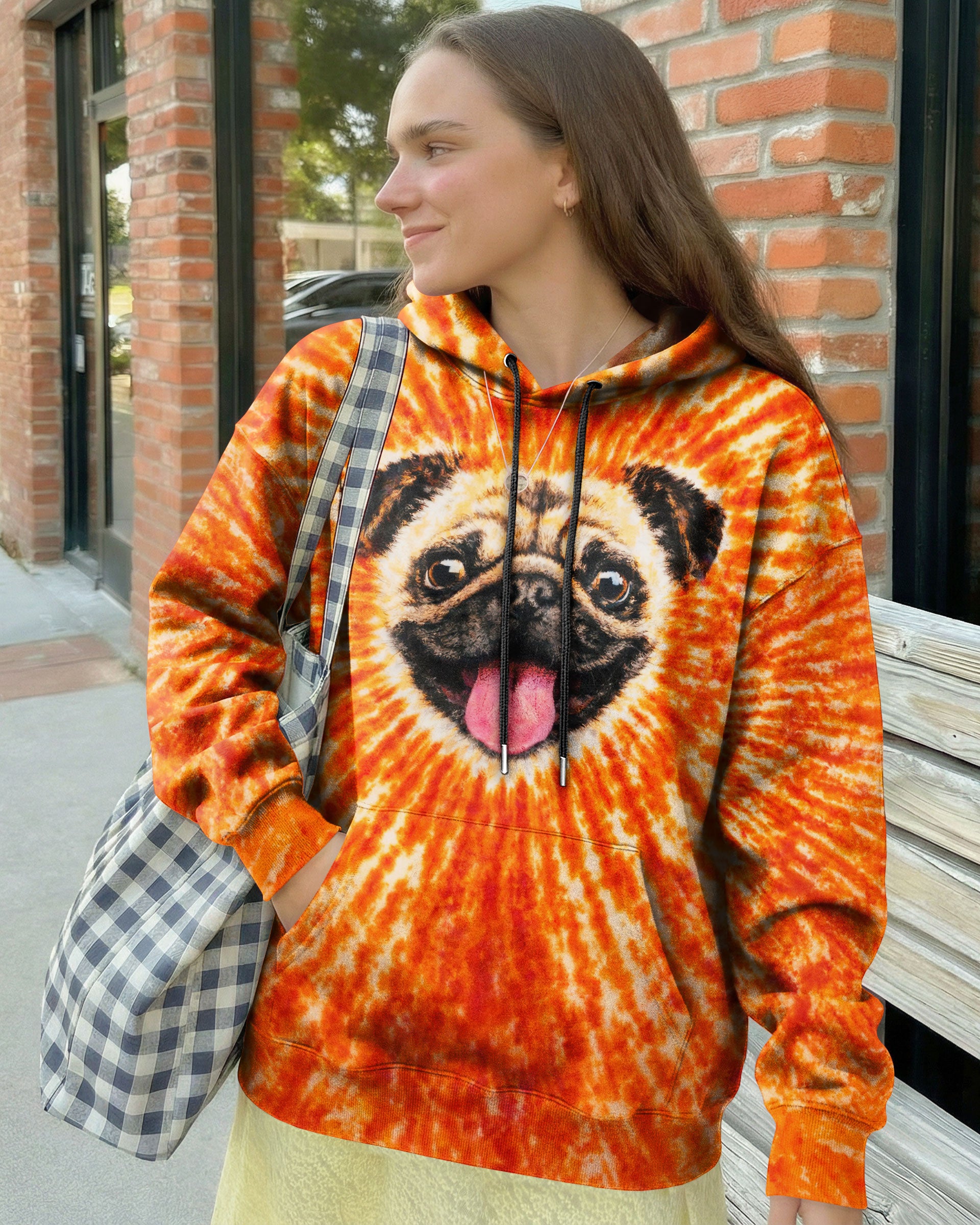 PUG DOG ORANGE SWIRL ALL OVER PRINT - TLNT0202261