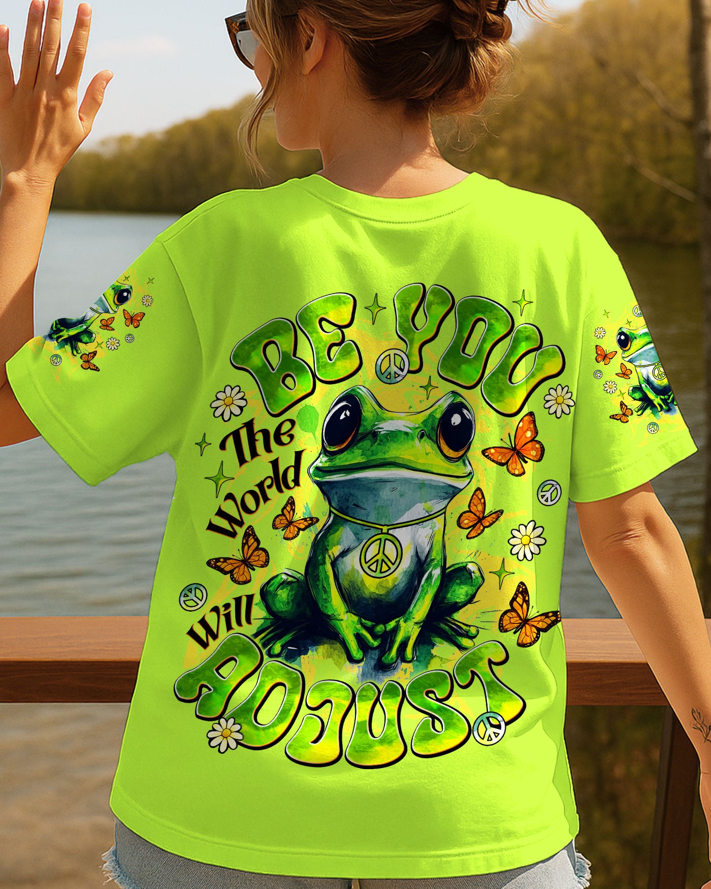 BE YOU THE WORLD WILL ADJUST FROG ALL OVER PRINT - TLNT0210252