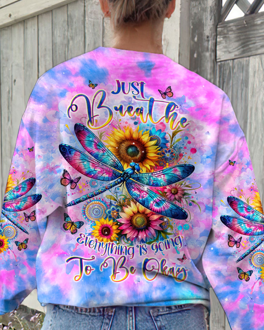 JUST BREATHE DRAGONFLY TIE DYE ALL OVER PRINT - TLNT1901241