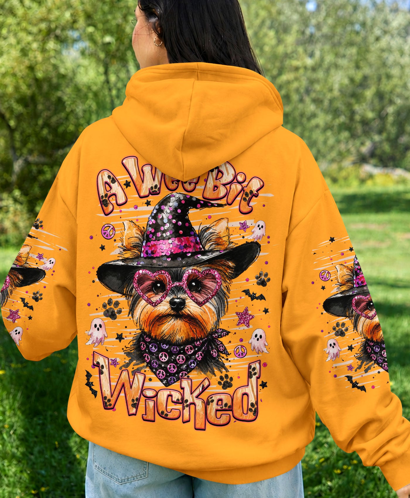 A WEE BIT WICKED YORKIE DOG HALLOWEEN ALL OVER PRINT - TLHN1707262