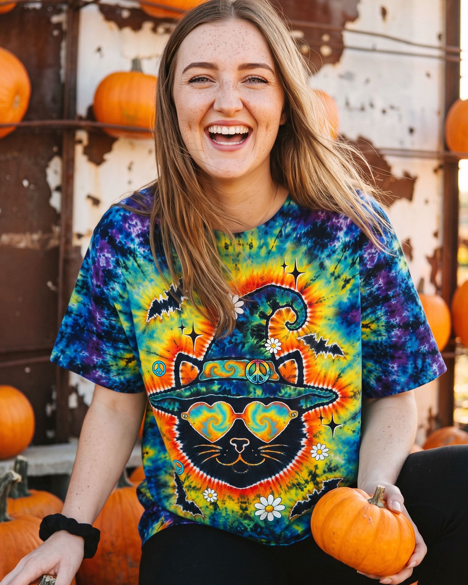 BLACK CAT WITCH HALLOWEEN BURST ALL OVER PRINT - TLTW2207263
