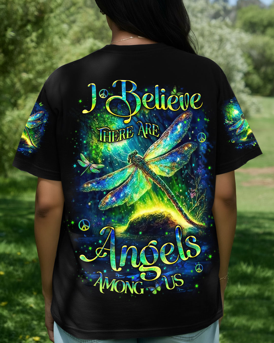 I BELIEVE THERE ARE ANGELS AMONG US DRAGONFLY ALL OVER PRINT - YHHN1012253