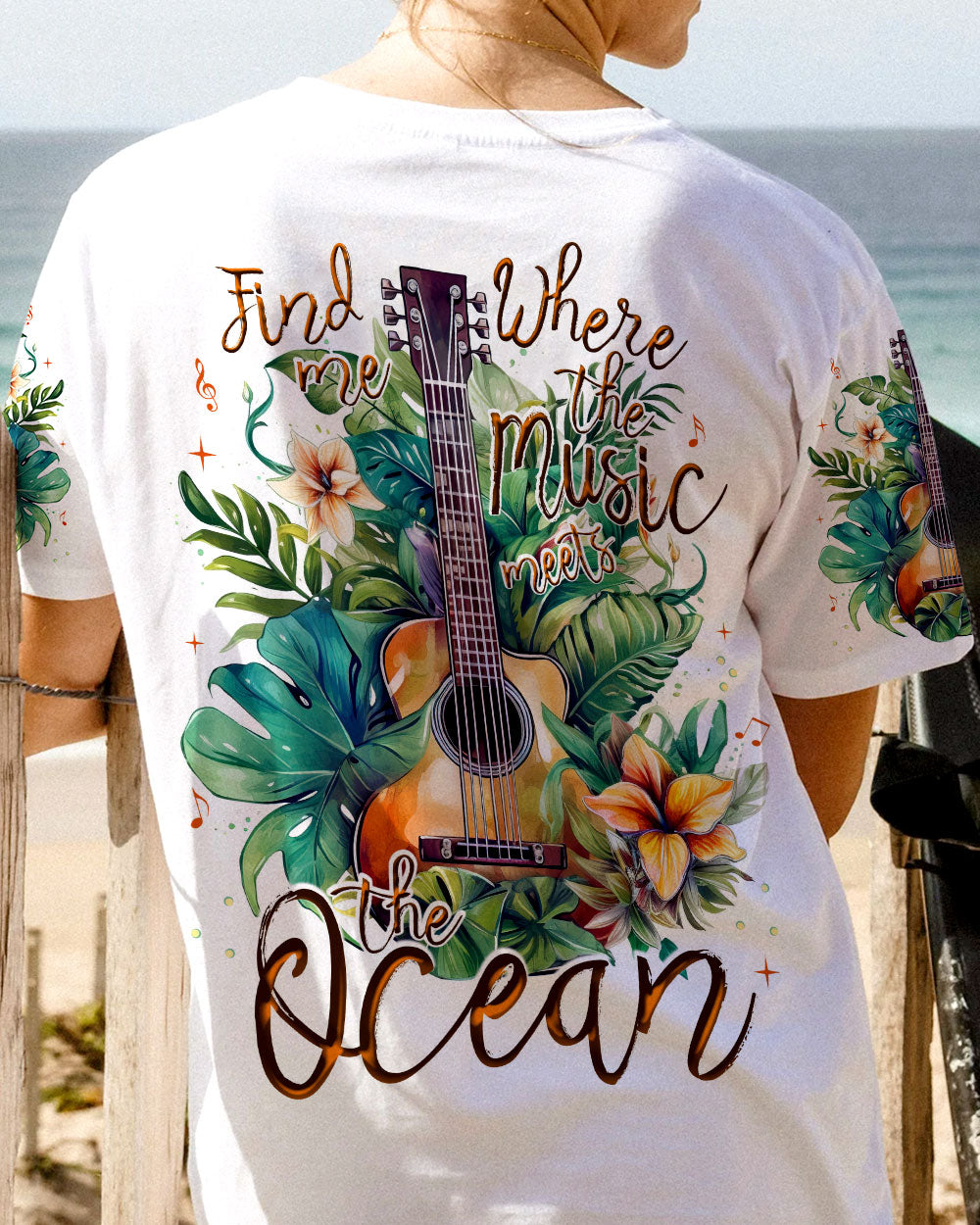 FIND ME WHERE THE MUSIC MEETS THE OCEAN GUITAR TROPICAL ALL OVER PRINT - TLNT0706231