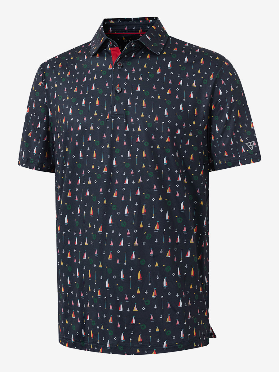 Swing in Style: 4-Way Stretch Performance Printed Golf Polo