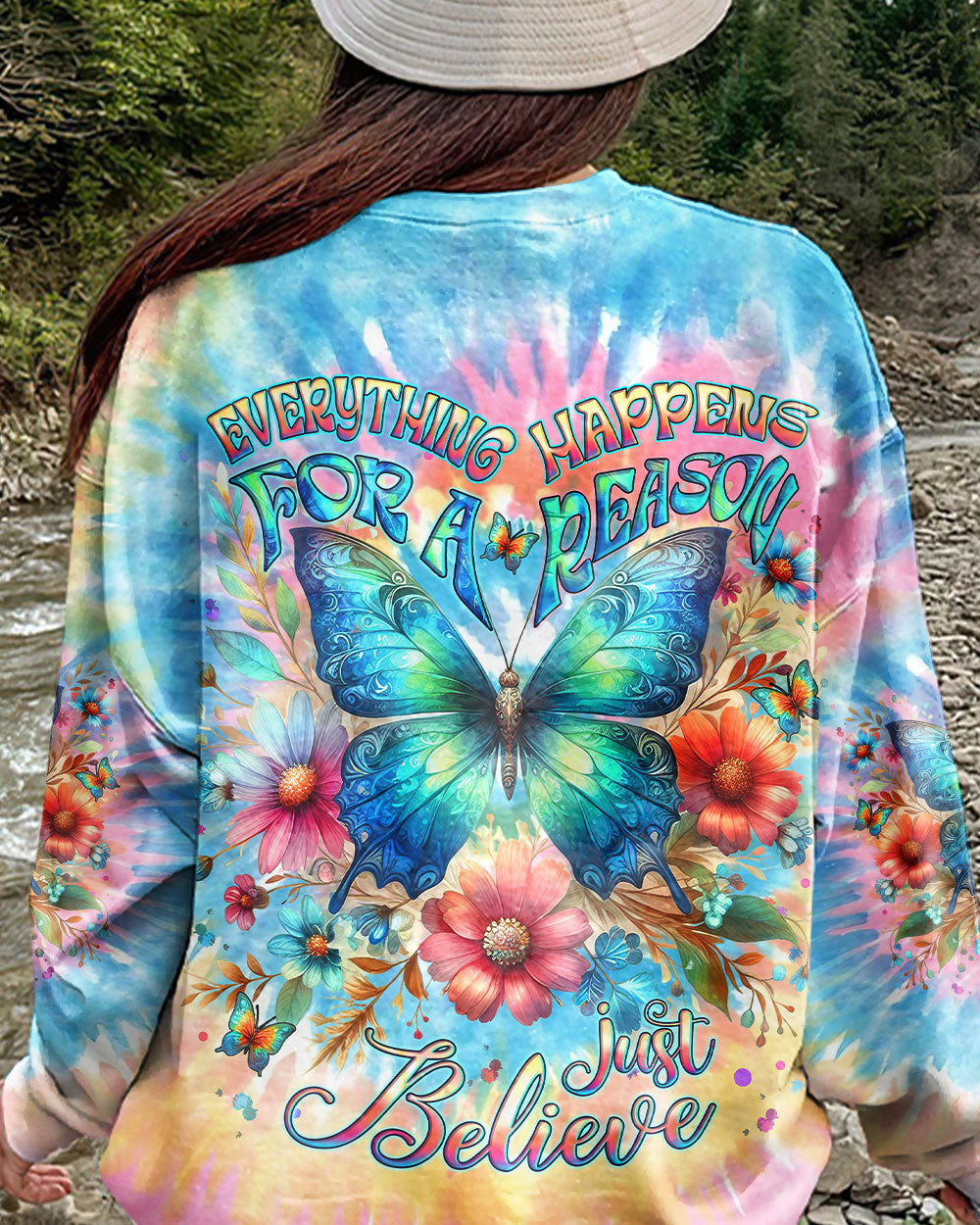 EVERYTHING HAPPENS FOR A REASON BUTTERFLY ALL OVER PRINT - YHLT0412233