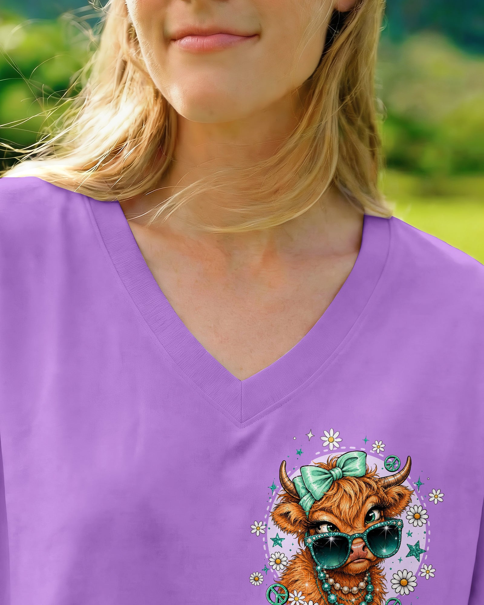 TOO GLAM TO GIVE A DAMN HIGHLAND COW ALL OVER PRINT - TLTW2207264