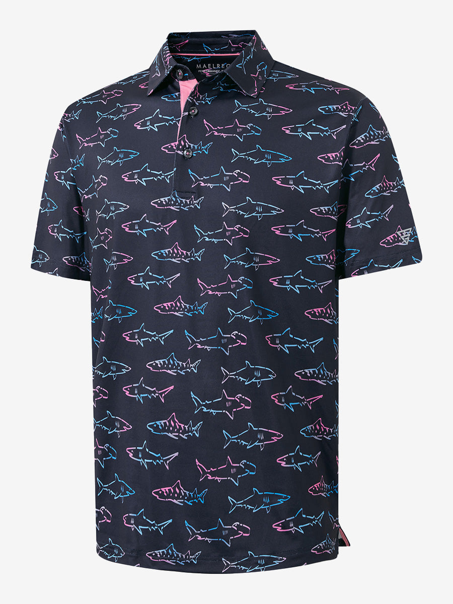 Swing in Style: 4-Way Stretch Performance Printed Golf Polo