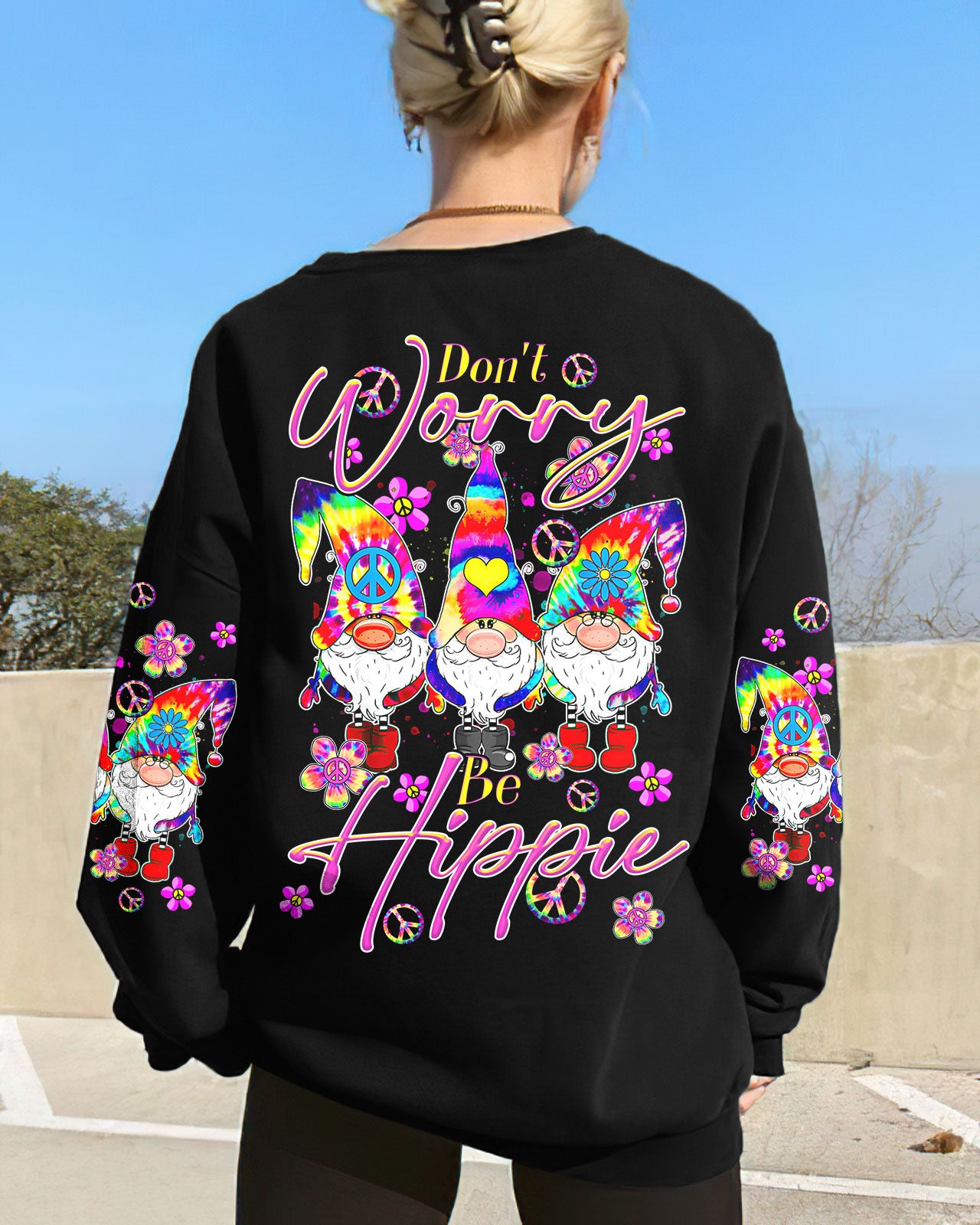 DON'T WORRY BE HIPPIE TIE DYE GNOME ALL OVER PRINT - TLTR3108233