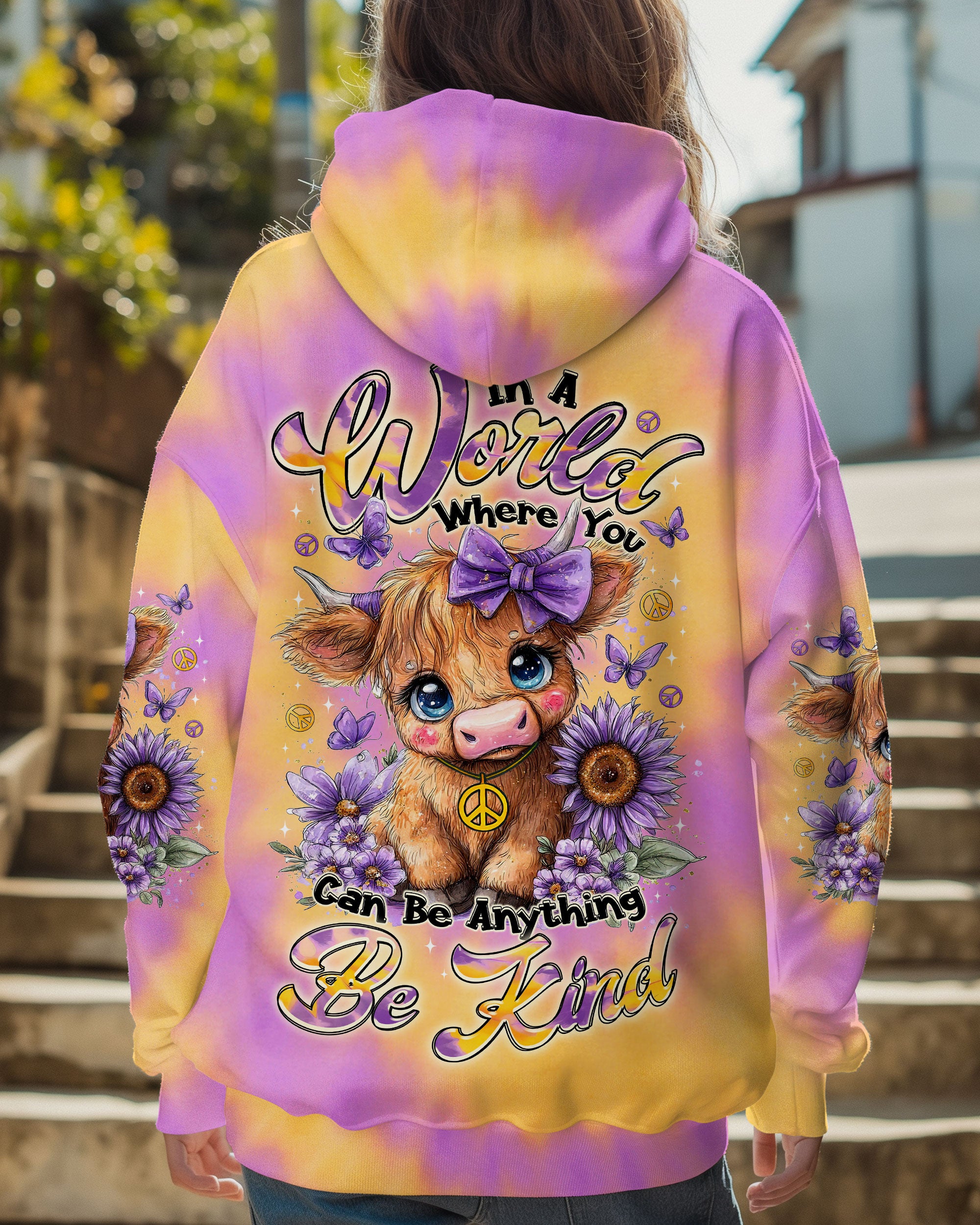 BE KIND HIGHLAND COW ALL OVER PRINT - TLTR0606253