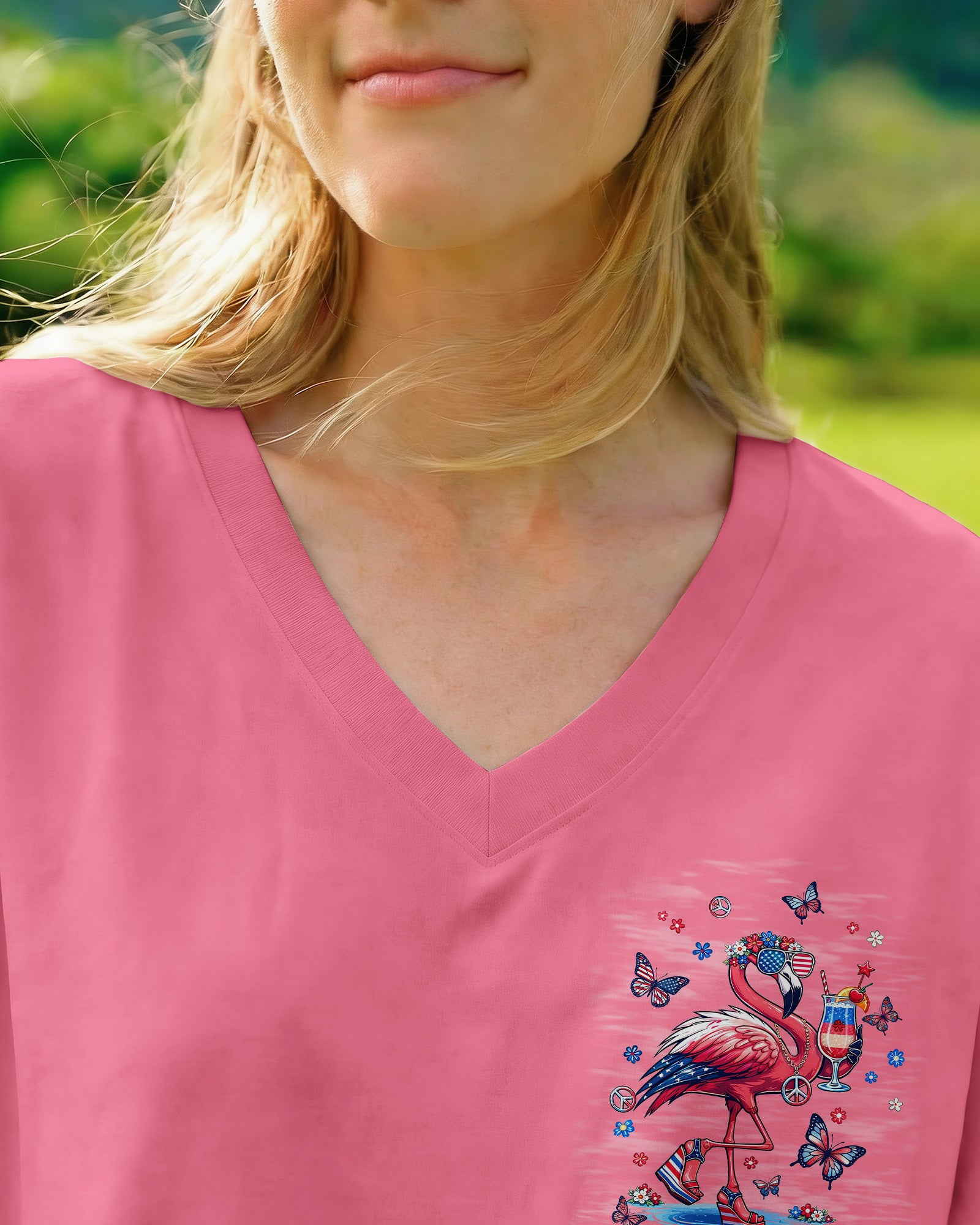 PRETTY IN PINK FLAMINGO STARS AND STRIPES ALL OVER PRINT - TLNT0104262