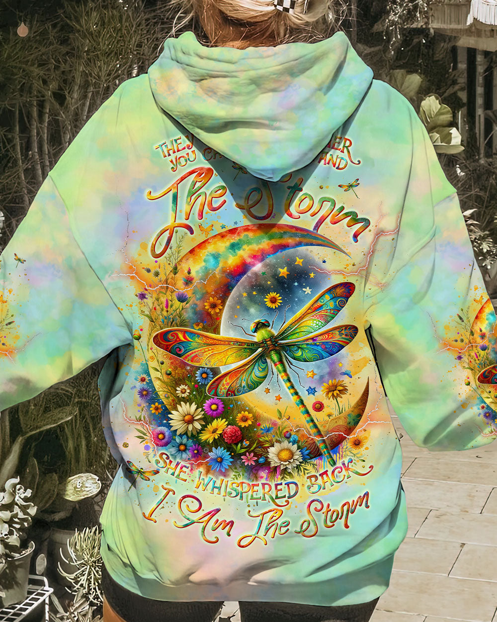 I AM THE STORM DRAGONFLY CRESCENT MOON FLORAL ALL OVER PRINT - TLNT0112232