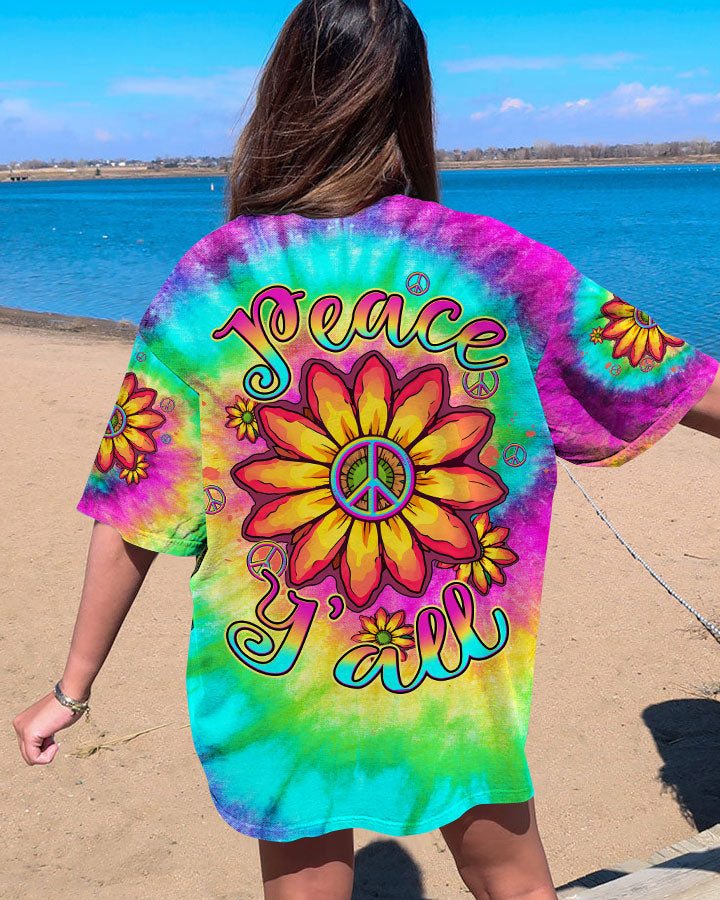 PEACE Y'ALL TIE DYE SUNFLOWER ALL OVER PRINT - TLTW1306231