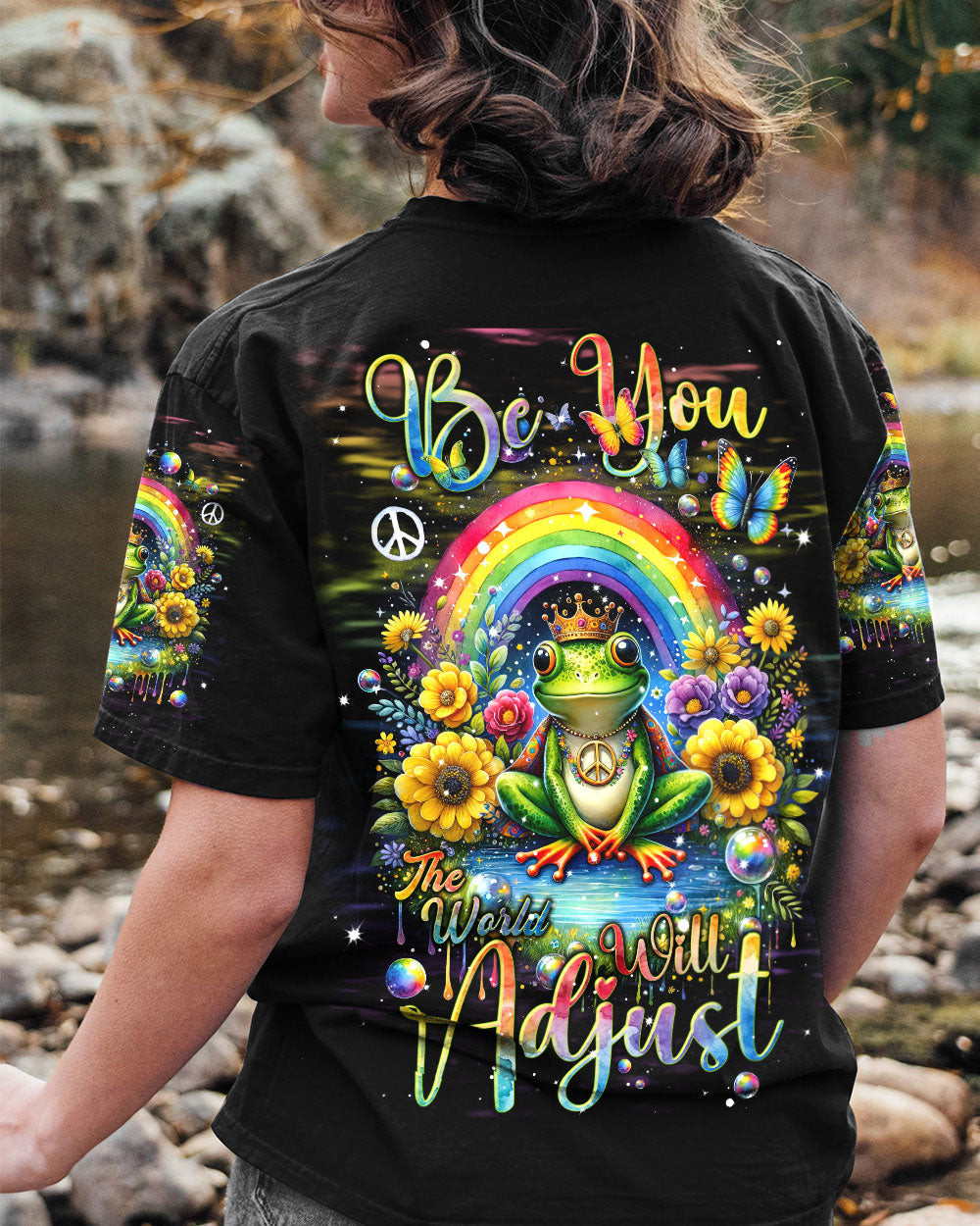 BE YOU THE WORLD WILL ADJUST FROG RAINBOW ALL OVER PRINT - TLNT2311234