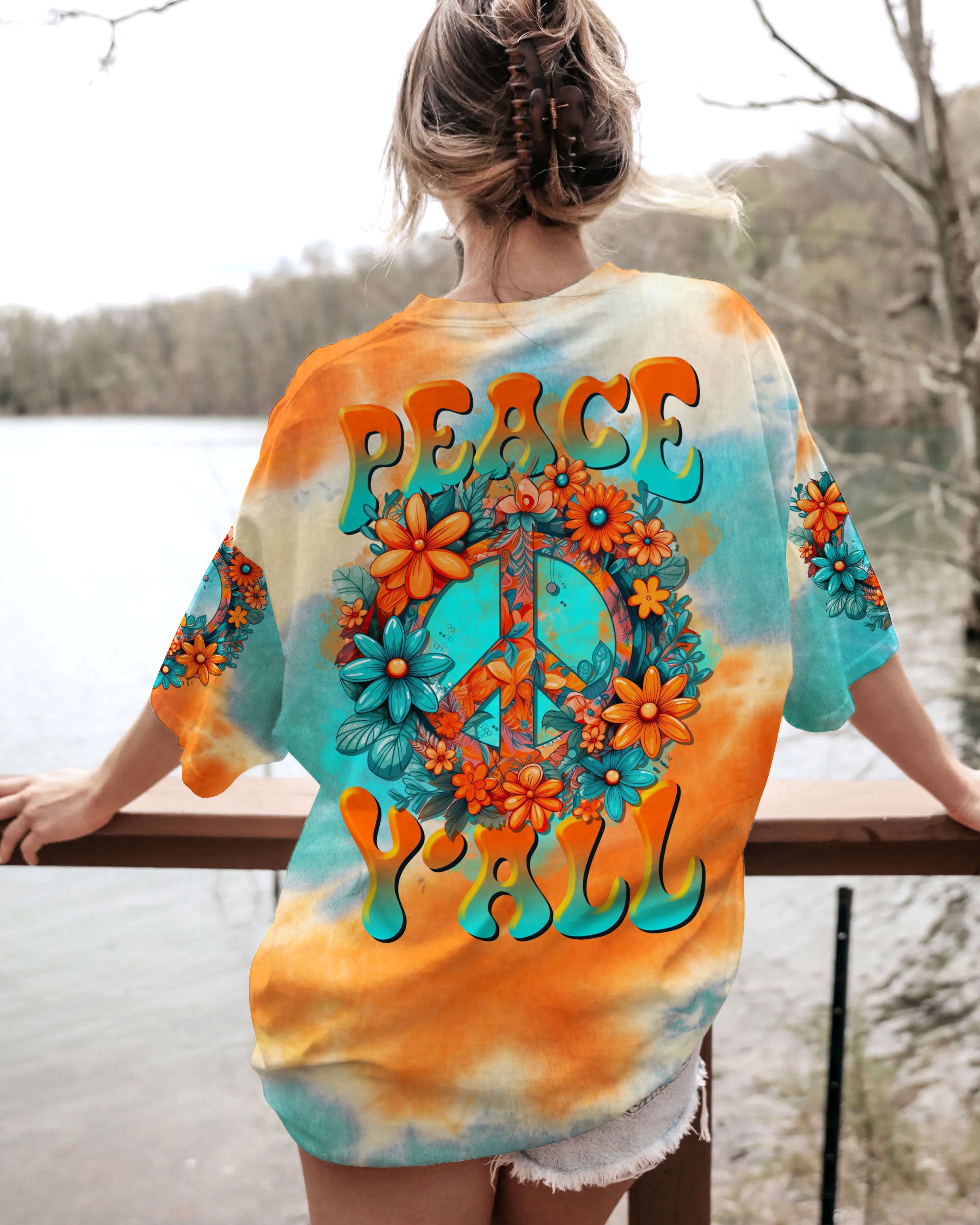PEACE Y'ALL FLORALS TIE DYE ALL OVER PRINT - TLTR2006232