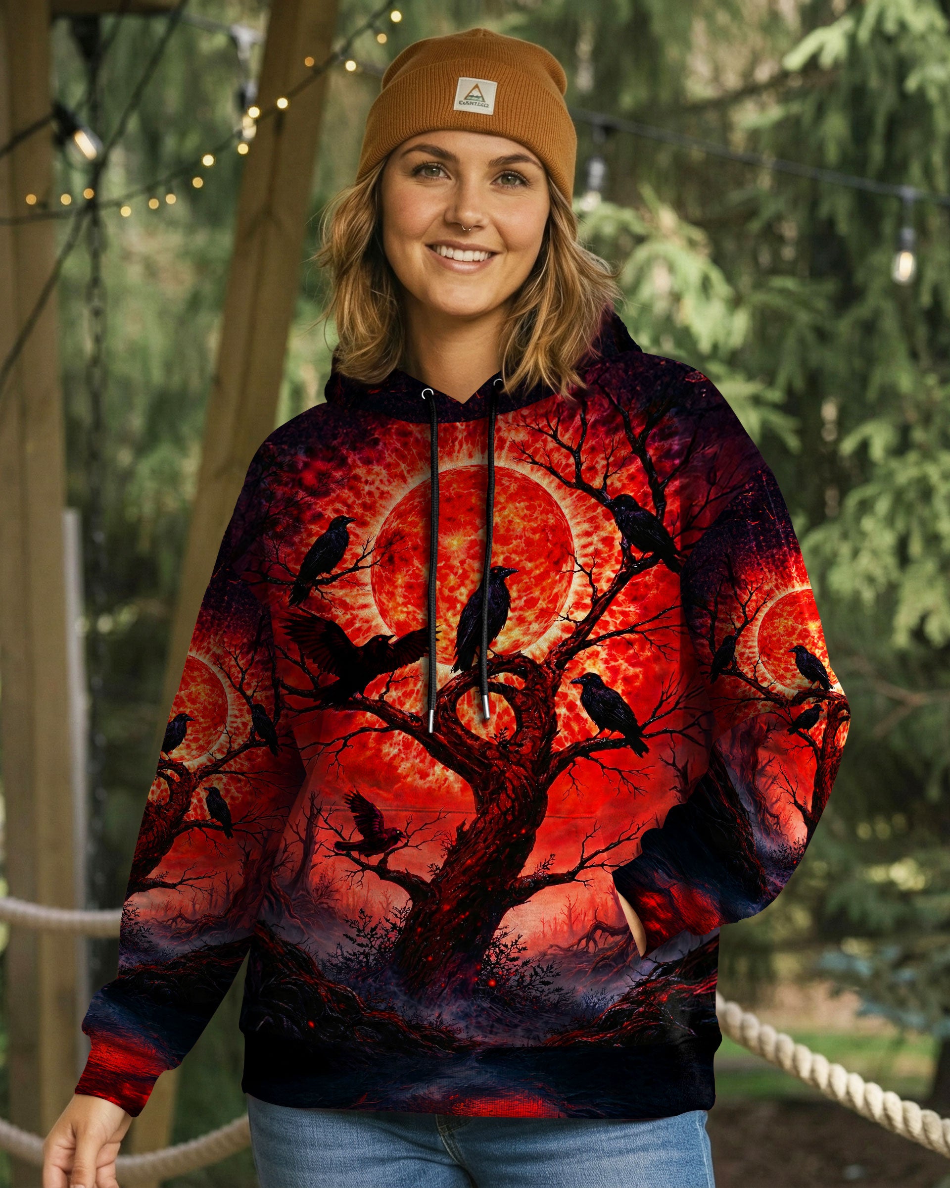 RAVEN UNDER BLOOD  MOON RED & ORANGE SWIRL ALL OVER PRINT  - TLNT2701262