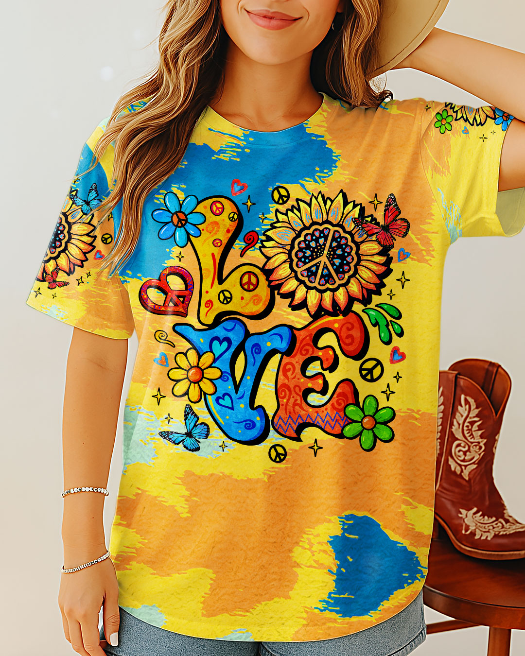LOVE HIPPIE SUNFLOWER ALL OVER PRINT - TLTR2804252