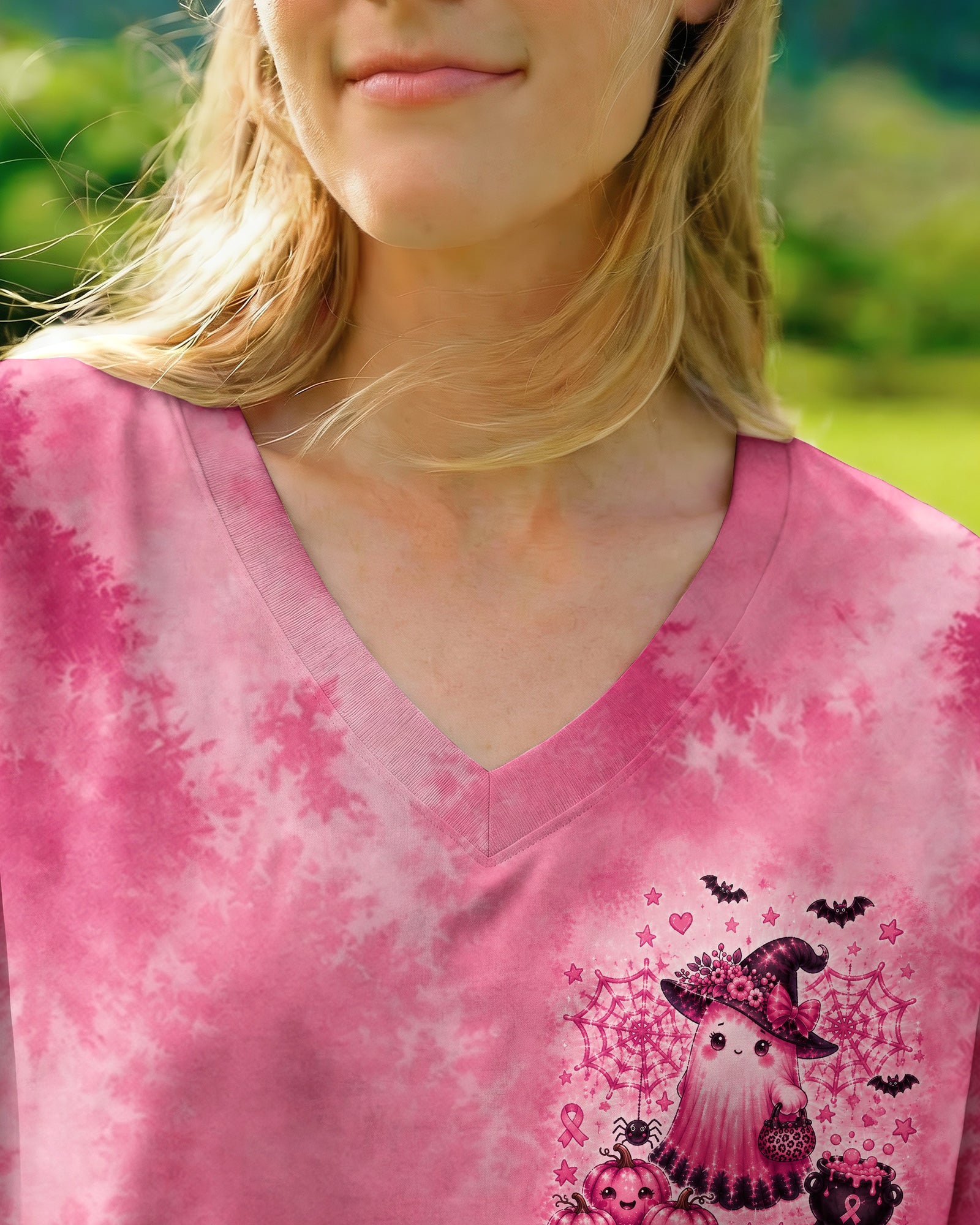 IN OCTOBER WE WEAR PINK WITCHY GHOST ALL OVER PRINT - KMTM2107261