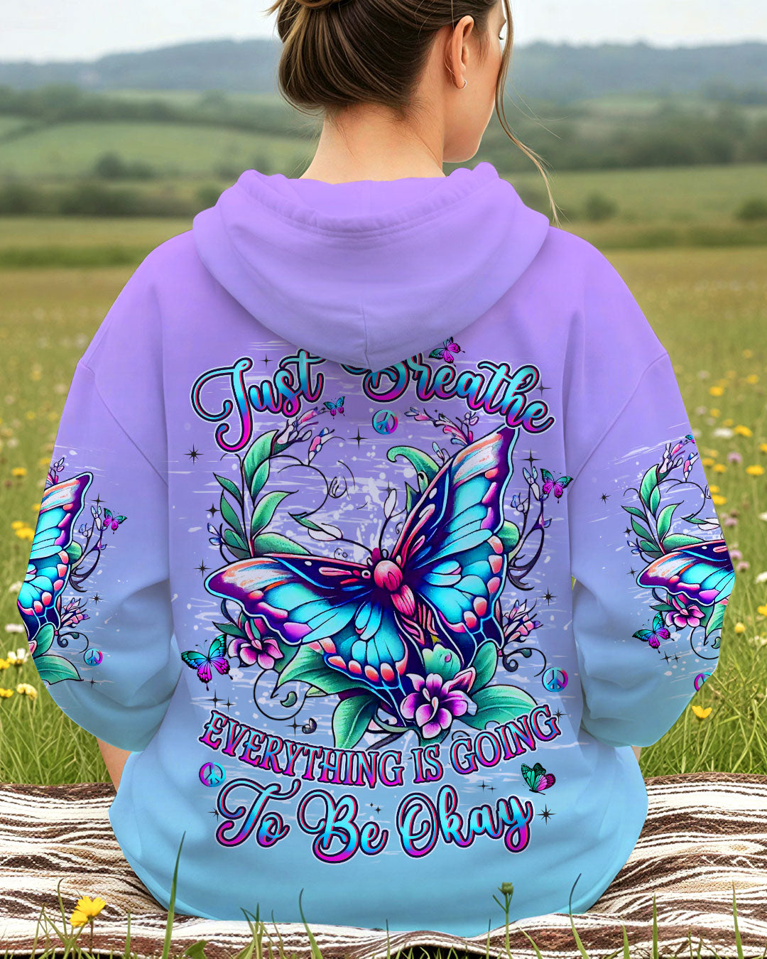 JUST BREATHE BUTTERFLY ALL OVER PRINT - YHHN2811253
