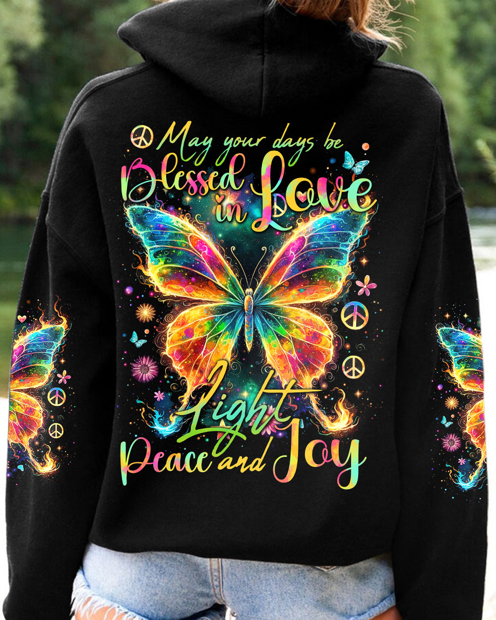 LOVE LIGHT PEACE AND JOY BUTTERFLY ALL OVER PRINT - TYTD2901242