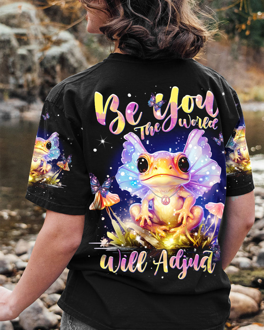 BE YOU THE WORLD WILL ADJUST FROG ALL OVER PRINT - TLNT1210234