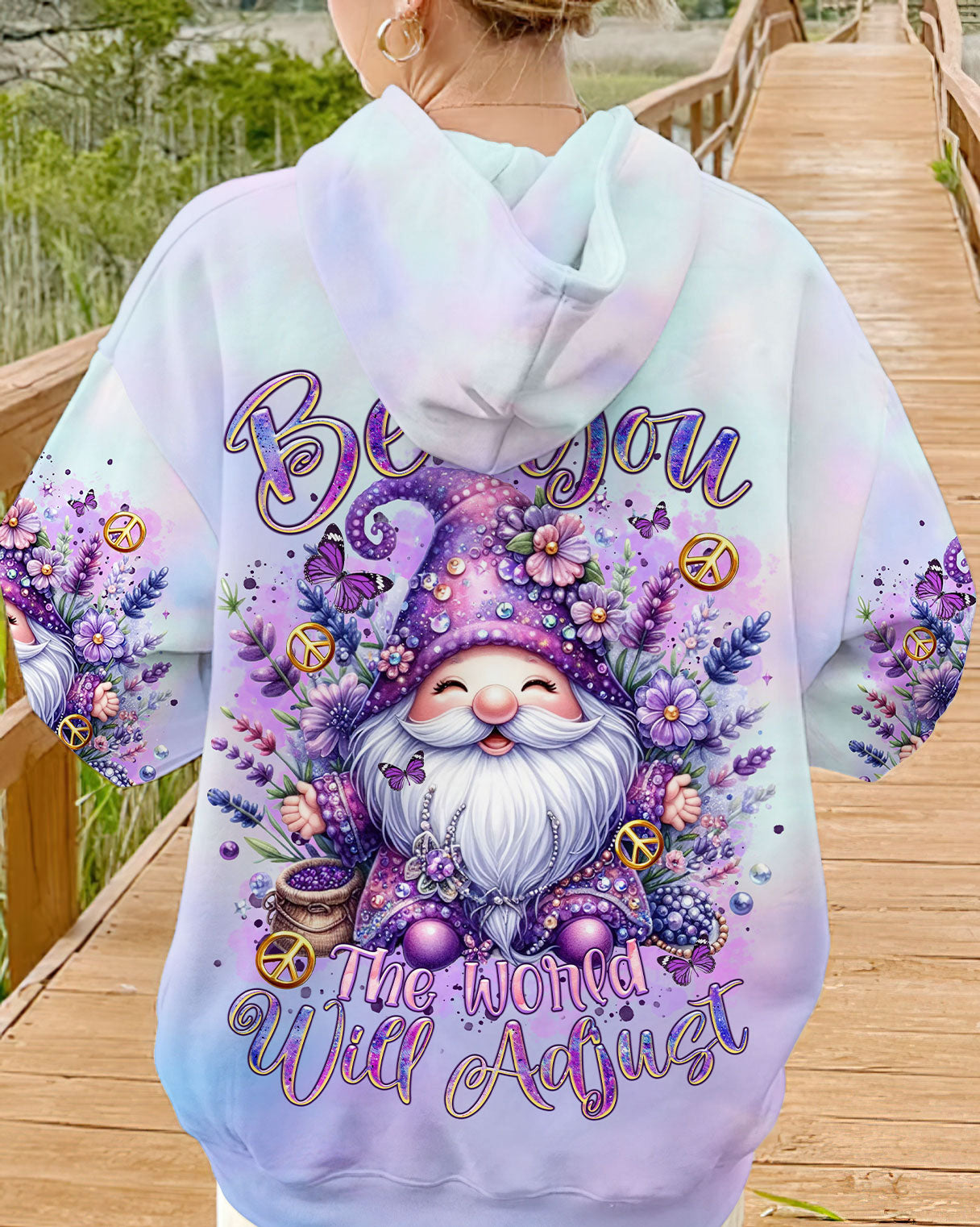 BE YOU THE WORLD WILL ADJUST GNOME LAVENDER ALL OVER PRINT - TLTR1101242