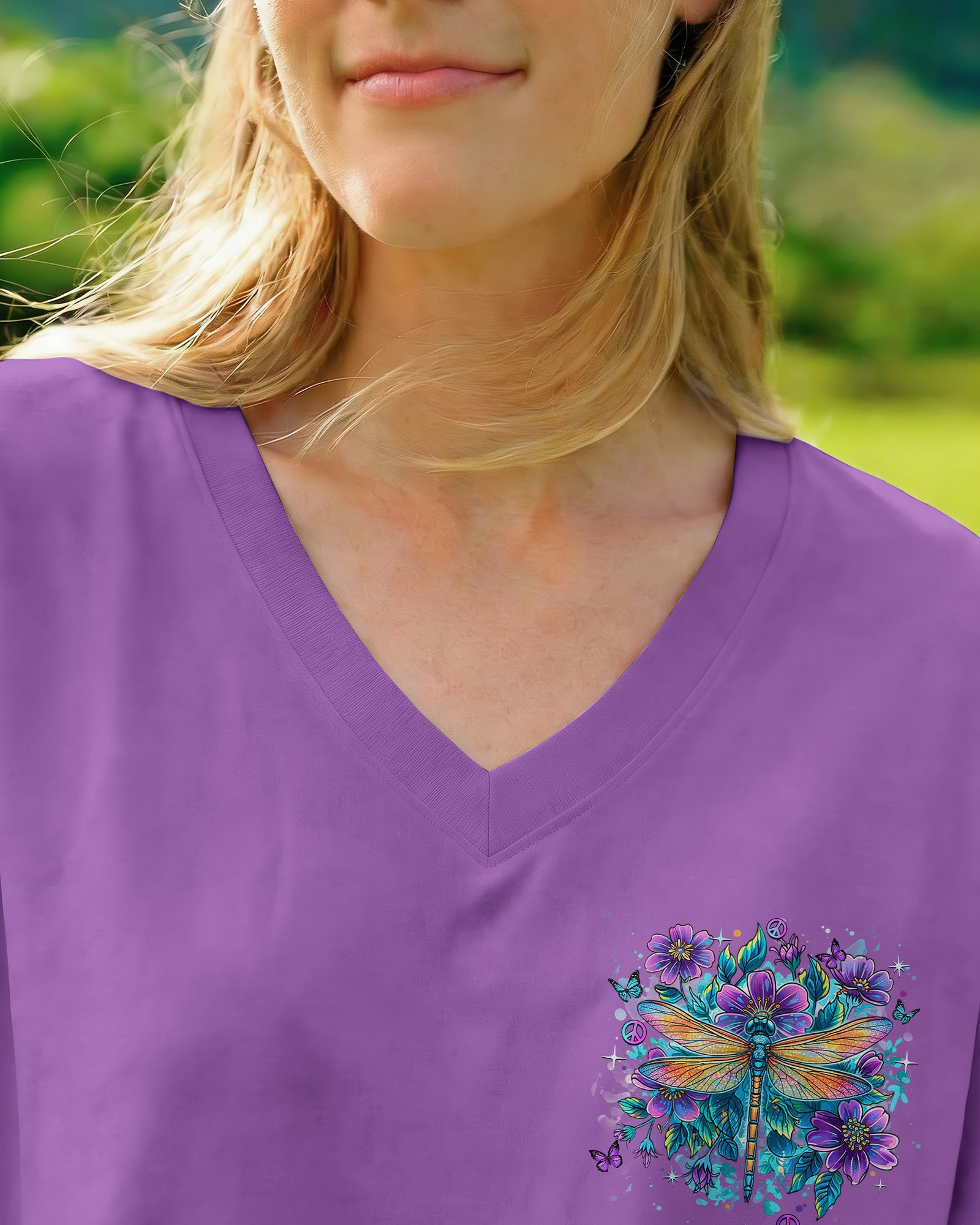 JUST BREATHE DRAGONFLY FLORAL ALL OVER PRINT - TLHN2403262