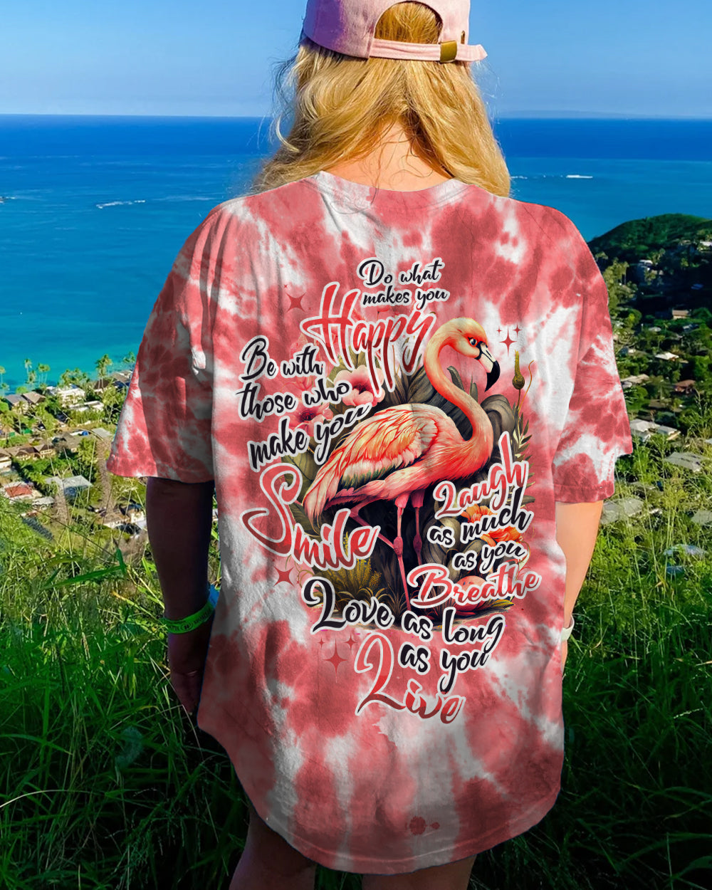 DO WHAT MAKES YOU HAPPY FLAMINGO TIE DYE ALL OVER PRINT - TYTD0206232