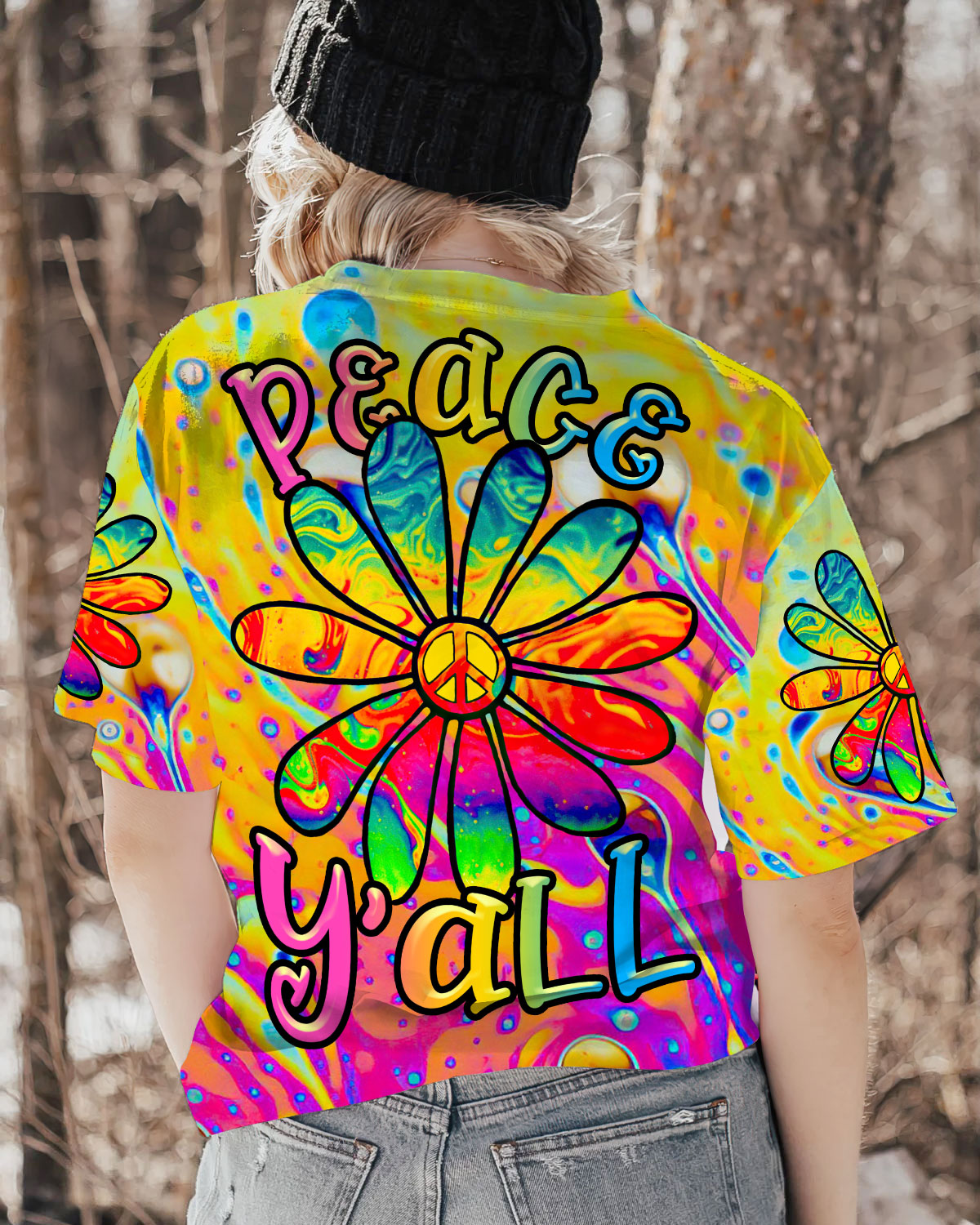 PEACE Y'ALL COLORFUL DAISY ALL OVER PRINT - TLTR2906231