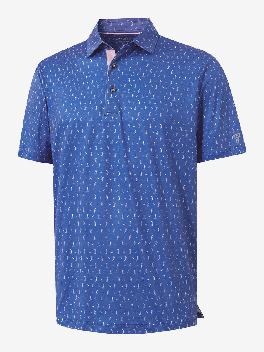 Swing in Style: 4-Way Stretch Performance Printed Golf Polo