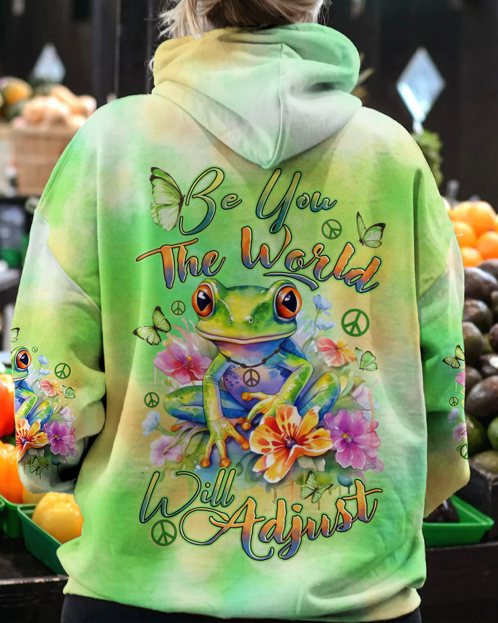 BE YOU THE WORLD WILL ADJUST FROG ALL OVER PRINT - TYTD0412234