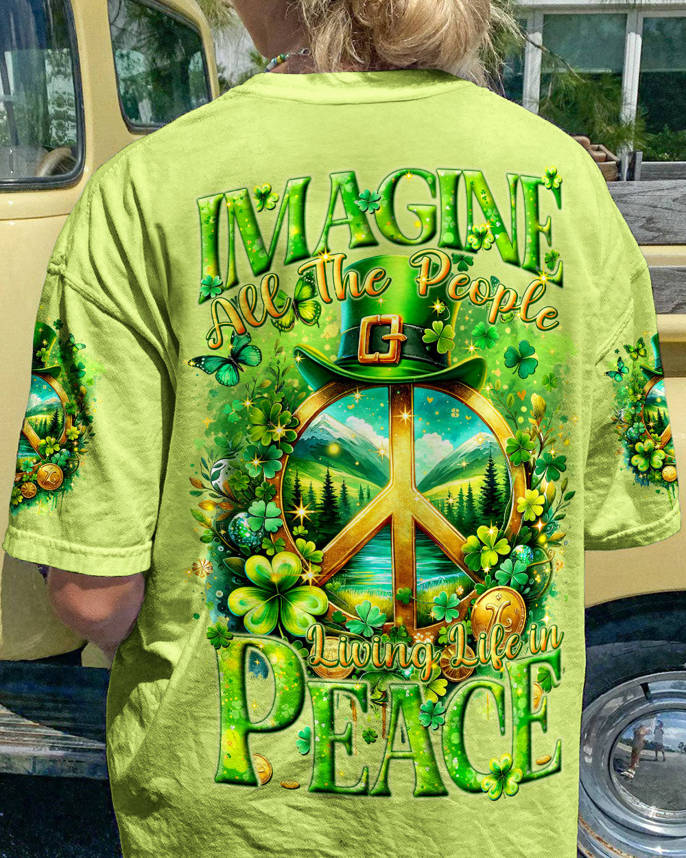 IMAGINE ALL THE PEOPLE LIVING LIFE IN PEACE PATRICK'S DAY ALL OVER PRINT - TYTM1201241